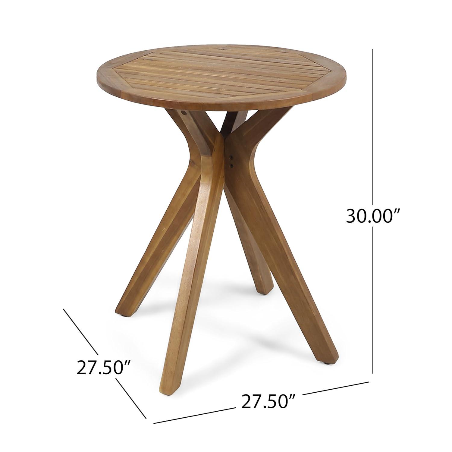 Teak Round Acacia Wood Outdoor Bistro Table with X Legs