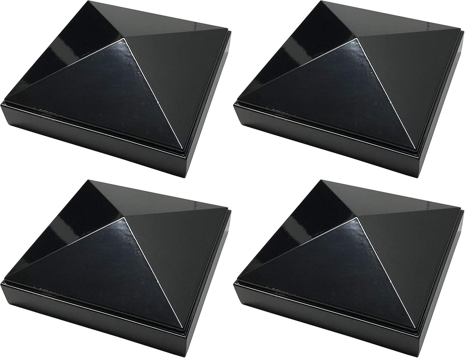 Tapa de Poste Piramidal de Aluminio de 4" x 4" para Postes de Metal - Ajuste a Presión - Negro