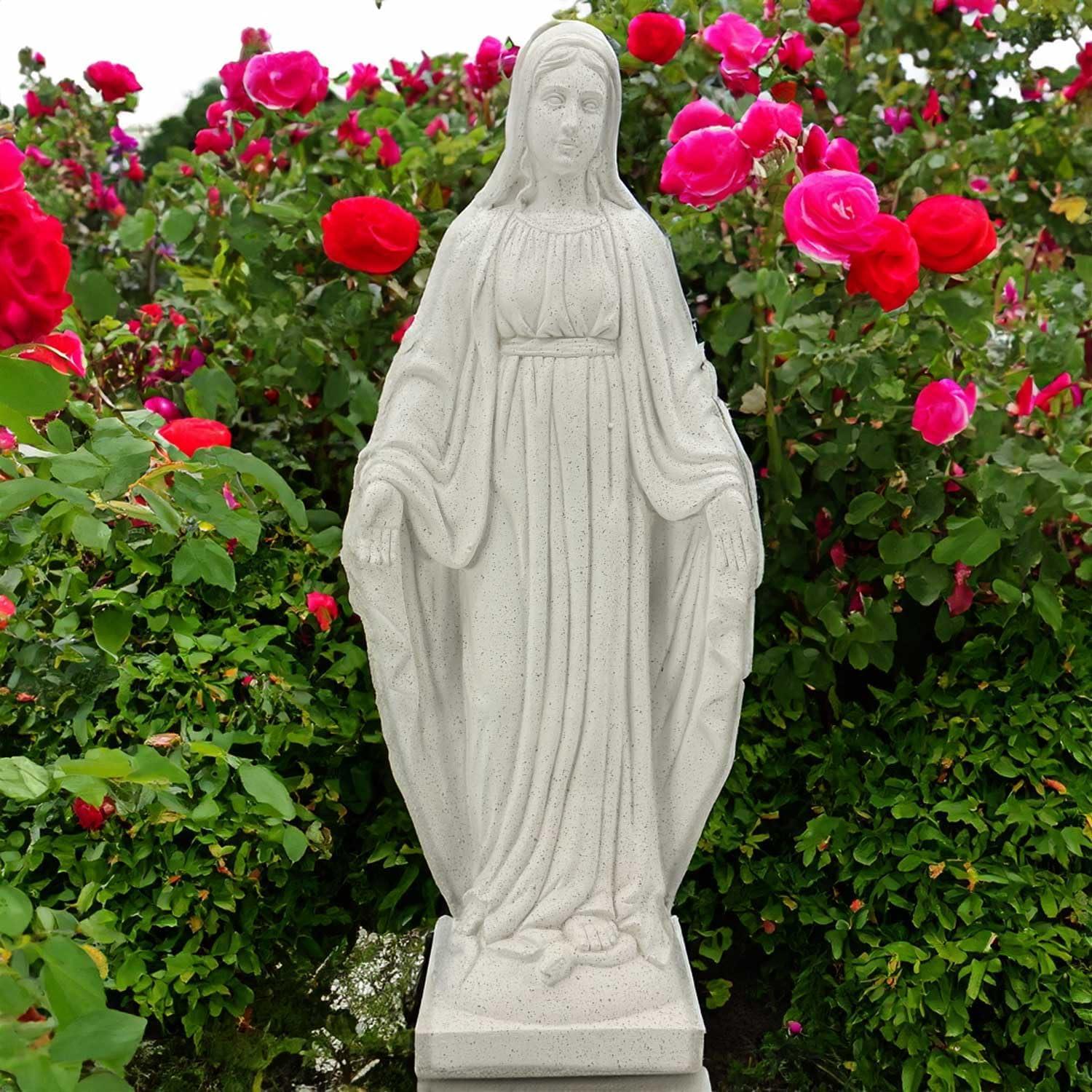 Galt International Virgin Mary Praying Blessed Mother of Grace Garden Statue Terrazo-Style 32" Religious Resin Statue Holy Queen of Heaven