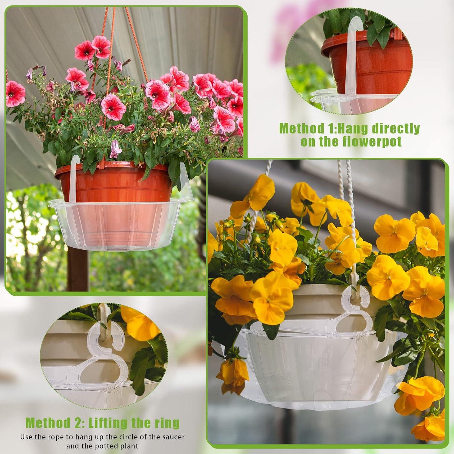 Arlmont & Co. 20 Pcs Hanging Plant Drip Trays Hanging Basket Water Catcher Plant Saucer Drip Pan Clear Plant Hangers For Hanging Planter Outdoor Indoor