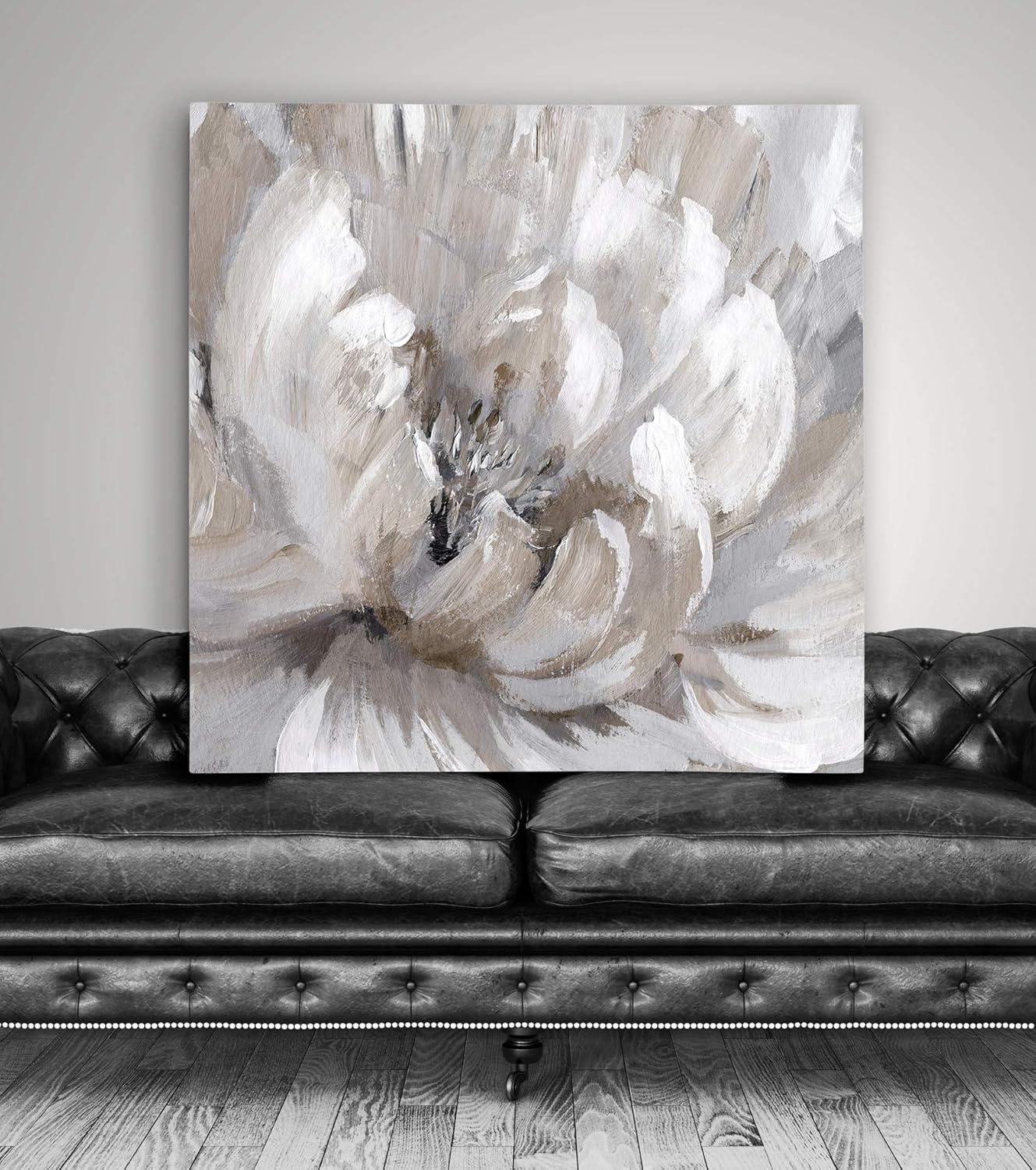 Burst of Spring Beige and White Canvas Wall Art, 32x32