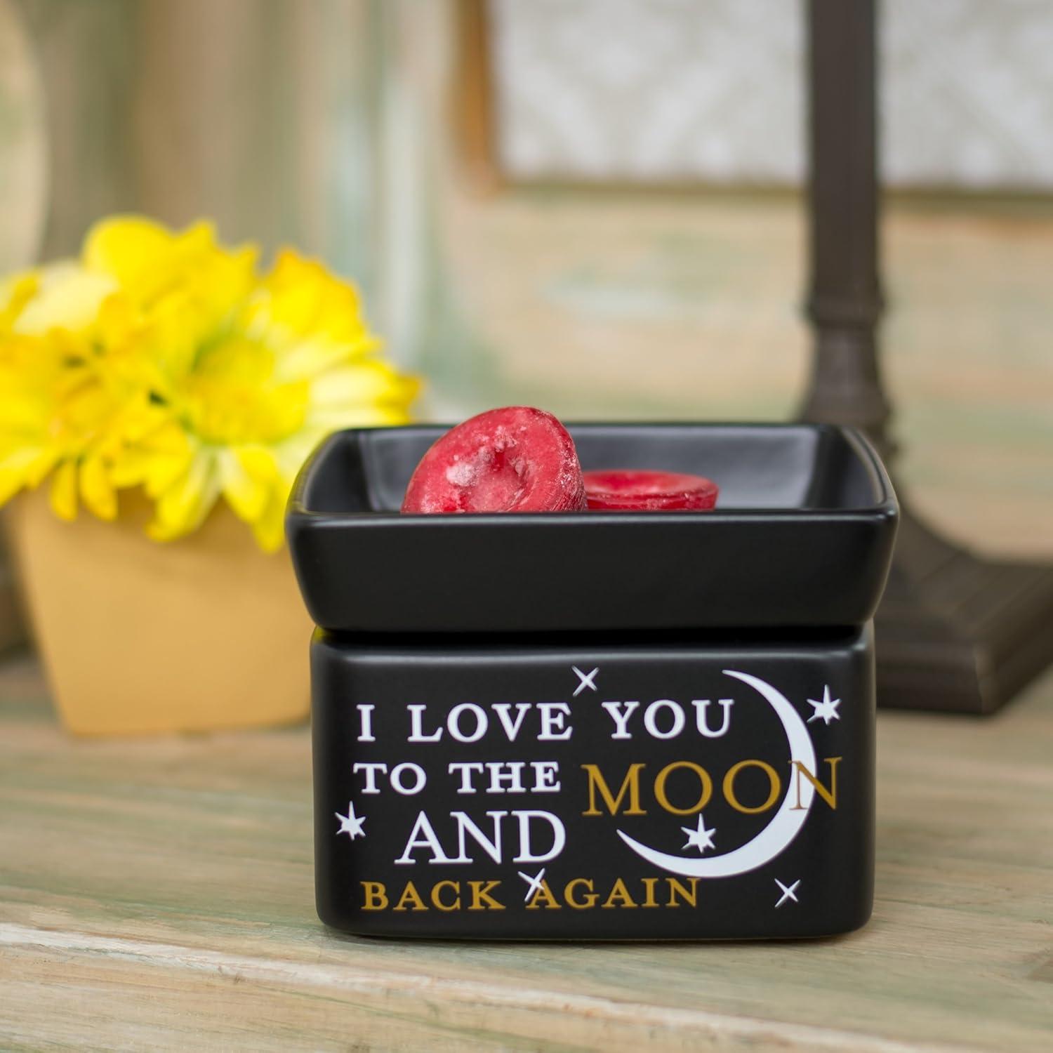 Love You to the Moon Black Electric 2 in 1 Jar Candle and Wax and Oil Warmer