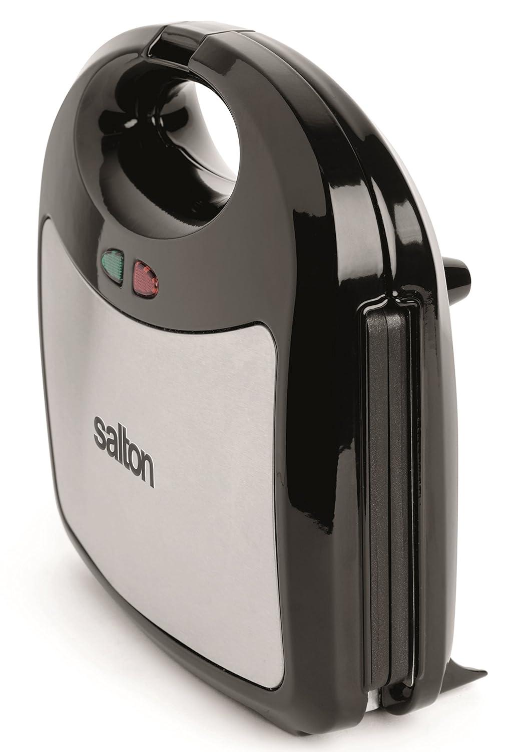 Salton 3-In-1 Pocket Sandwich Maker, Belgian Waffle Maker, and Electric Grill with Non-Stick Removable Dishwasher-Safe Plates, (SM1543)