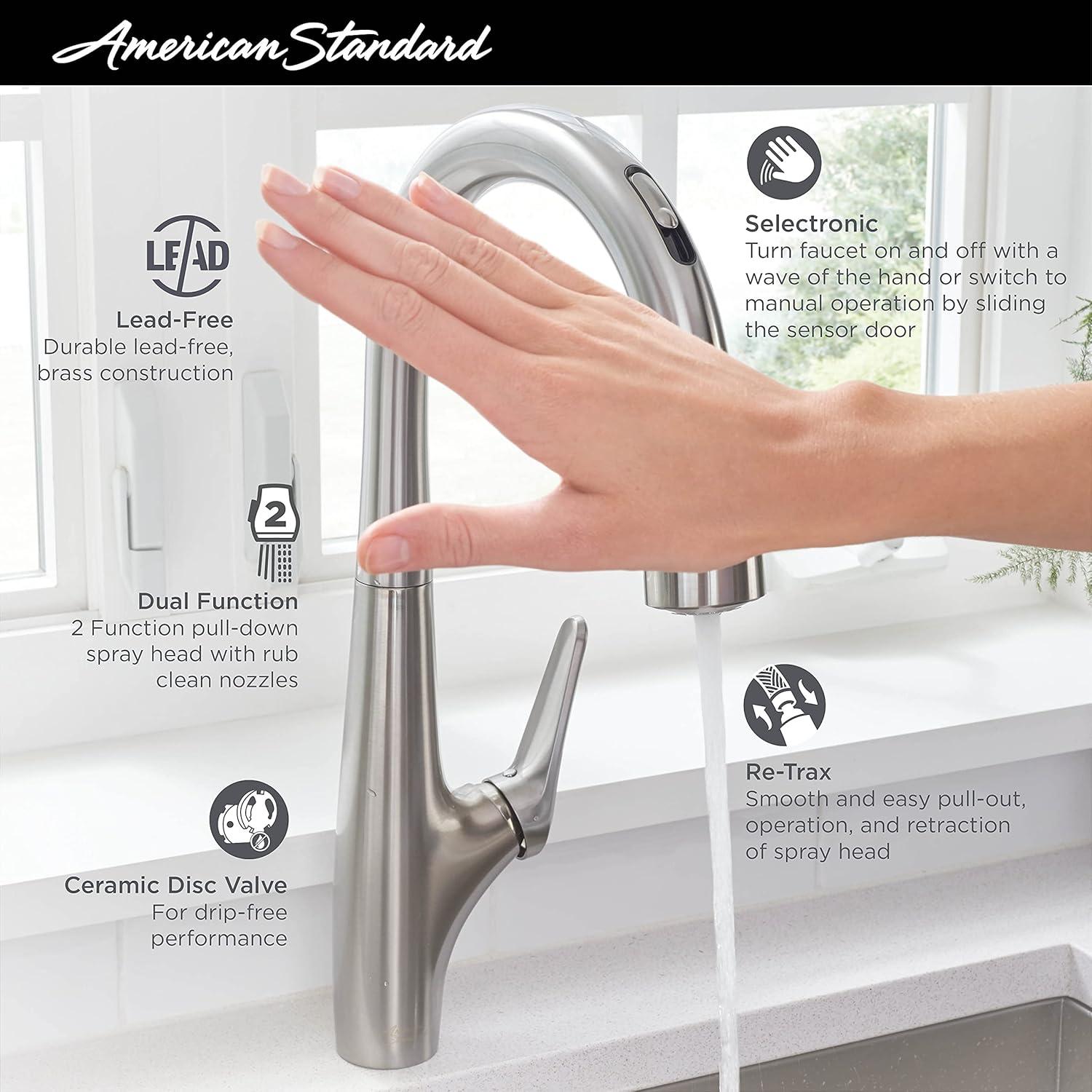 American Standard Avery Selectronic Single-Handle Pull-Down Sprayer Kitchen Faucet in Stainless Steel