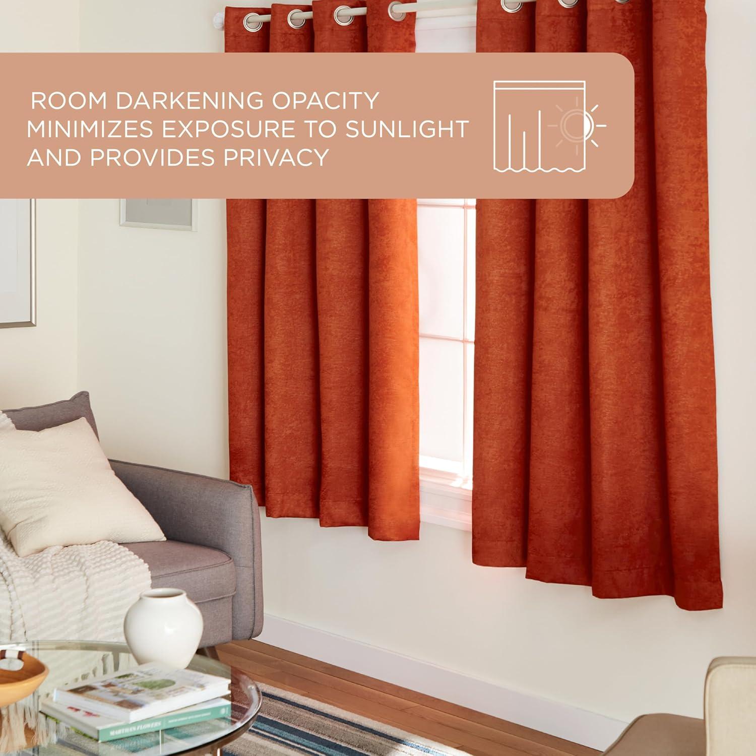 Set of 2 96"x52" Oxford Textured Sateen Thermal Room Darkening Grommet Top Window Curtain Panel Mecca Orange - Exclusive Home