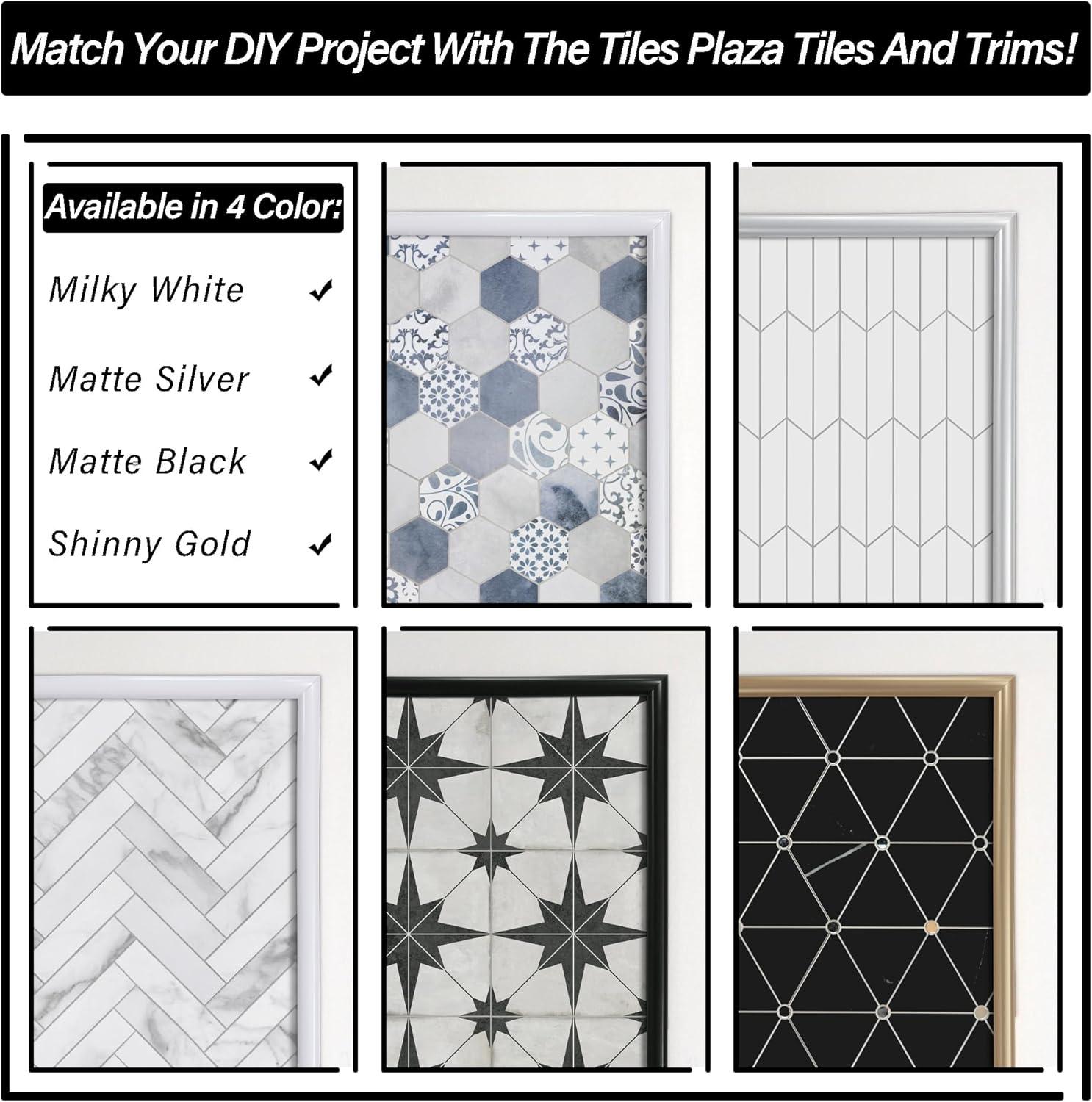 The Tiles Plaza Peel and Stick Tile Edge Trim for Backsplash Tile 15 Feet Self Adhesive PVC Trim Molding Decorative Trim, Matte Black