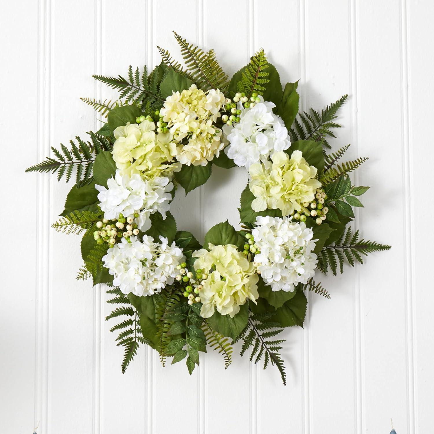 Nearly Natural 24” Hydrangea Berry Wreath