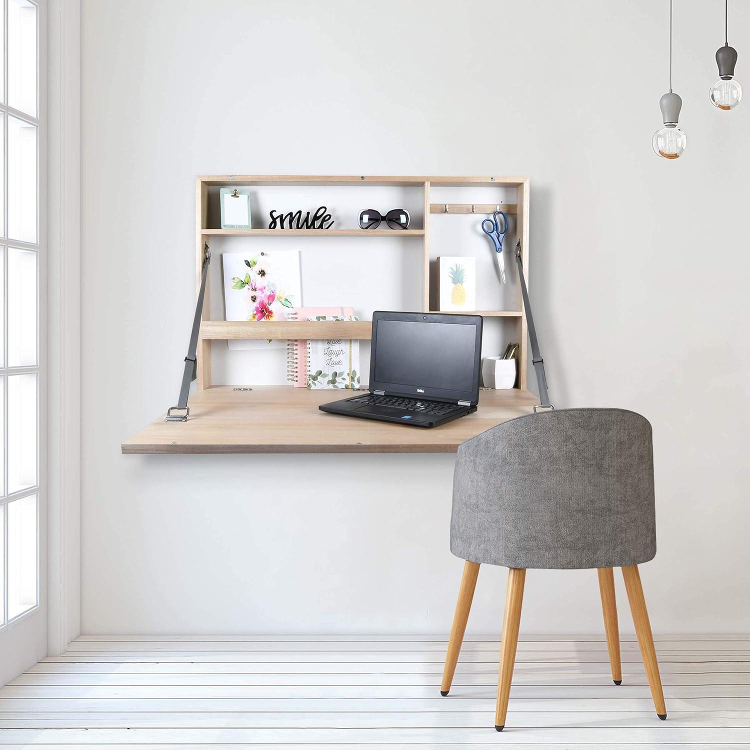 36" x 24" Murphy Desk Natural - Prinz: Floating, Wall-Mounted, Chalkboard, Space-Saving Design