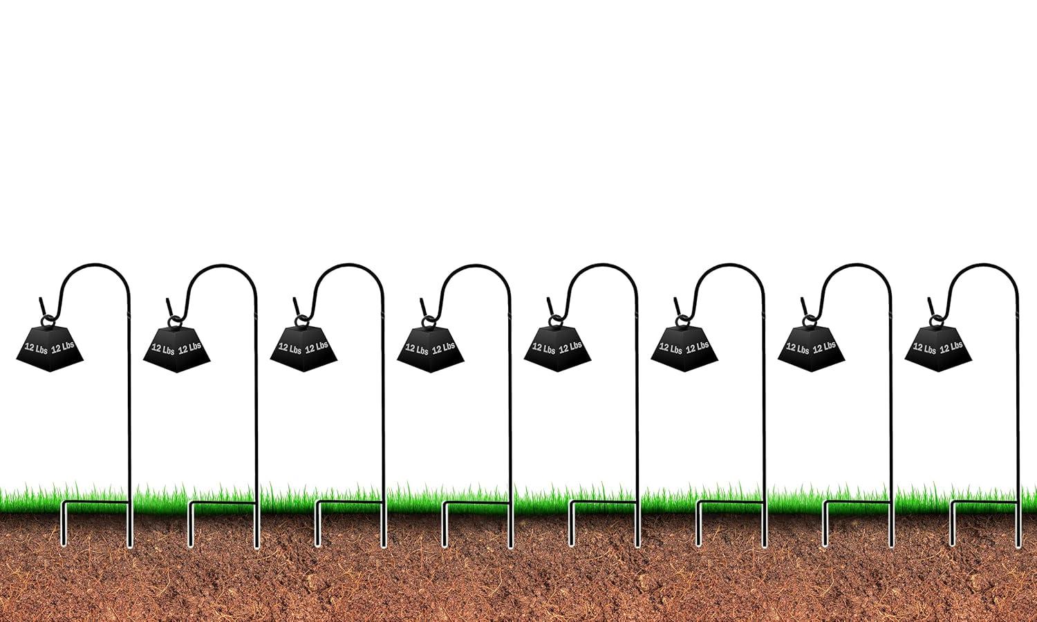 25-Inch Black Powder-Coated Steel Shepherd Hooks (8-Pack)