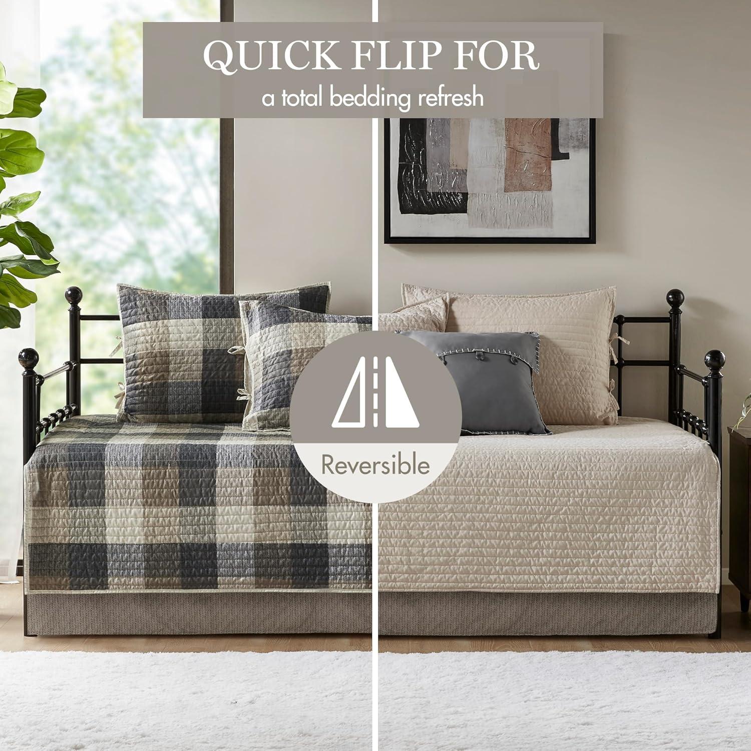 Ridge 3 Piece Reversible Plaid Daybed Cover Set