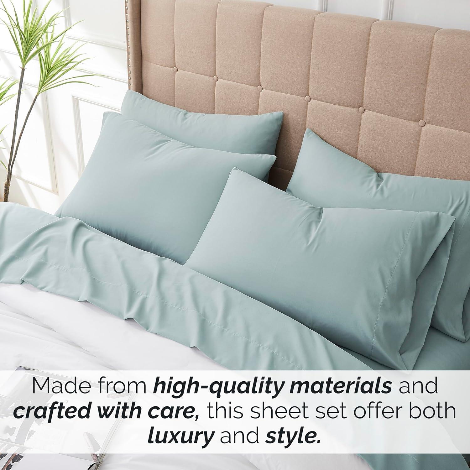 Sky Blue Queen Deep Pocket Microfiber Sheet Set