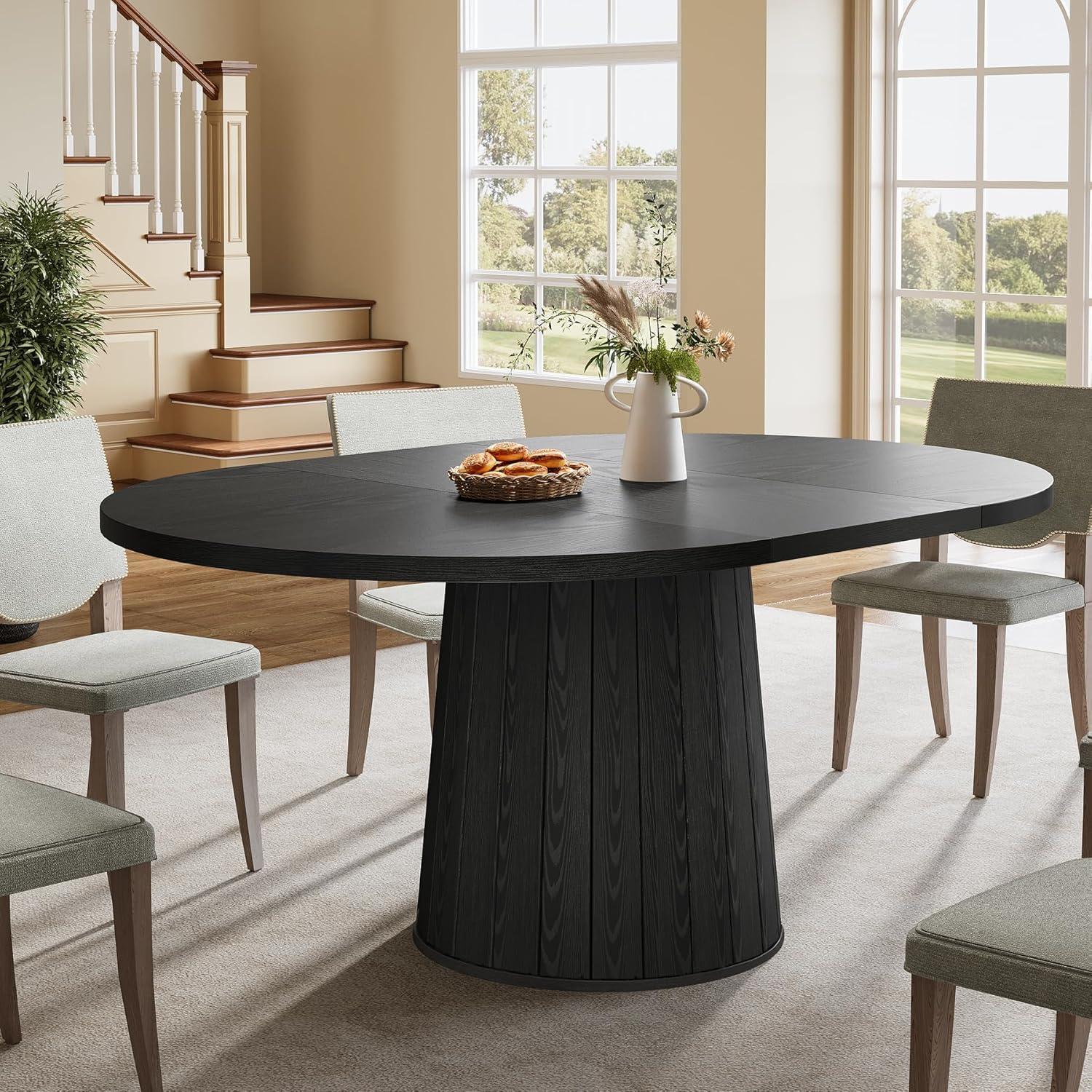 Millwood Pines 55 Inch Oval Dining Table With Wood Base For Dining Room, Kitchen