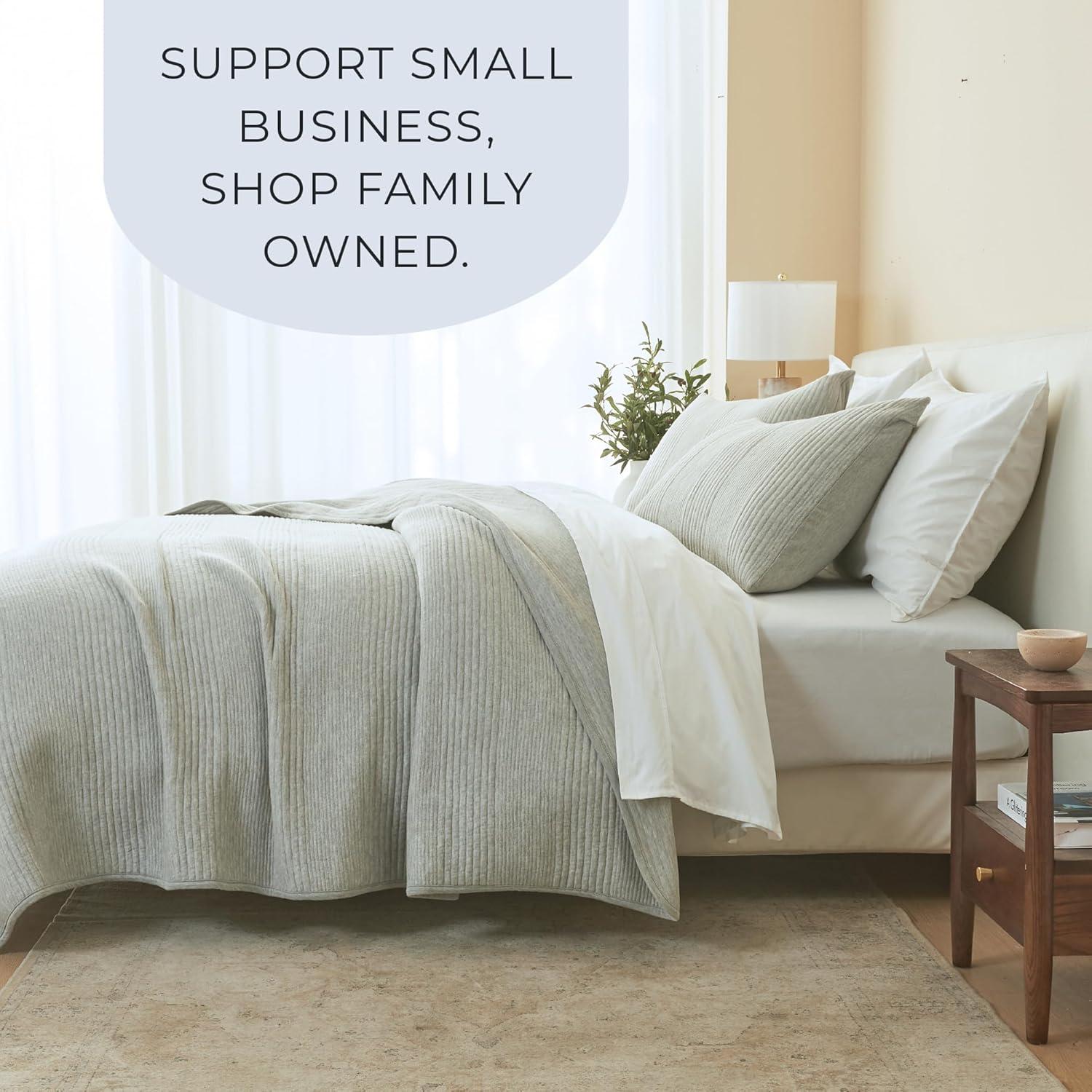 FreshFolds Jersey Cotton Blend Stitched Quilt Set with Shams