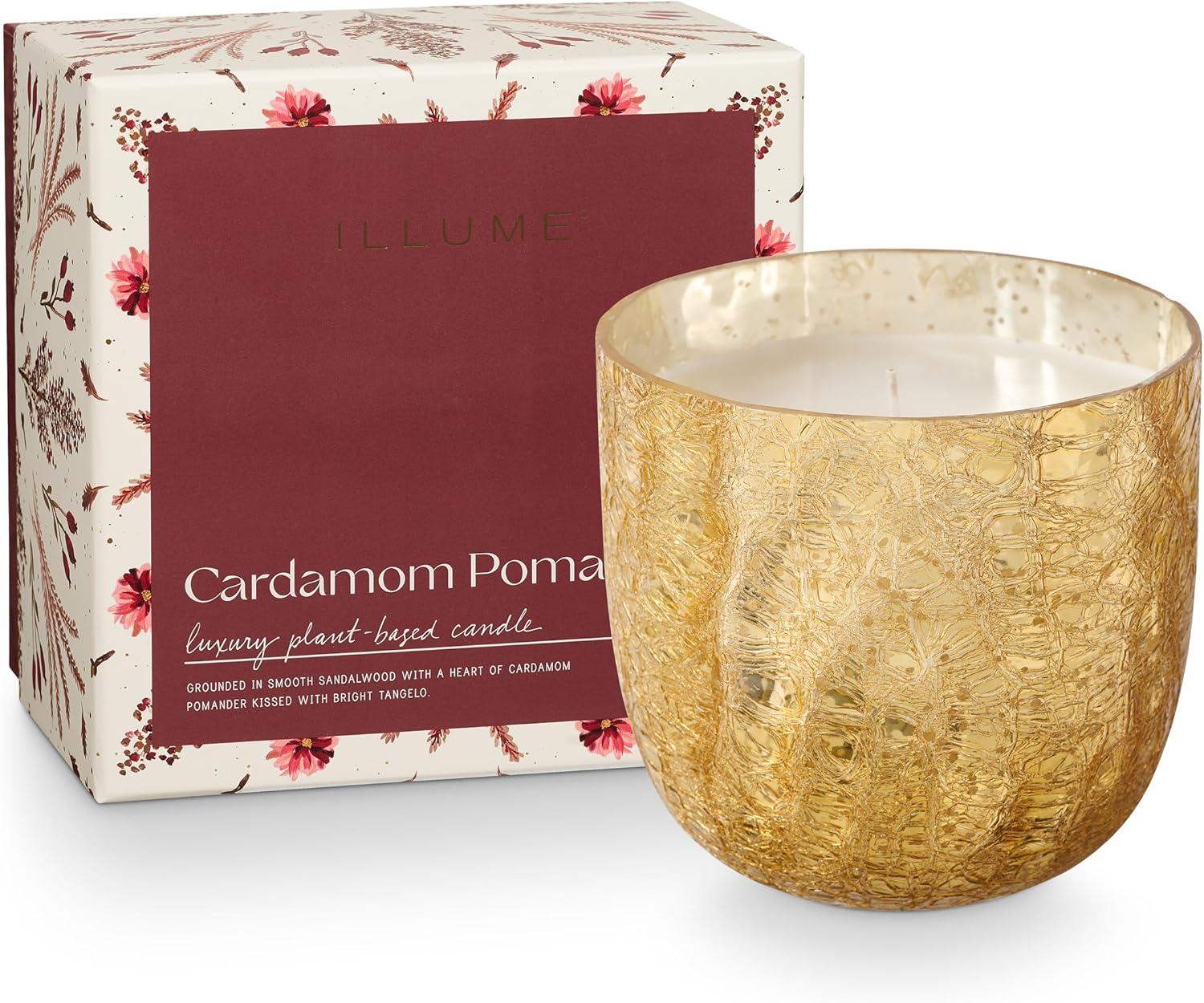 Large Gold Crackle Glass Fall Scented Soy Candle