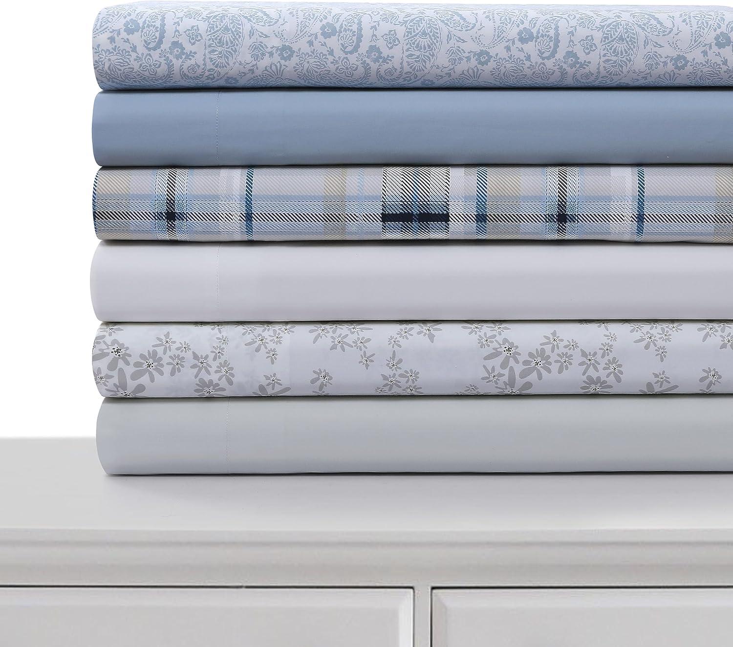 Tribeca Living Twin Tribeca Plaid 300 Thread Count Cotton Extra Deep Pocket Sheet Set