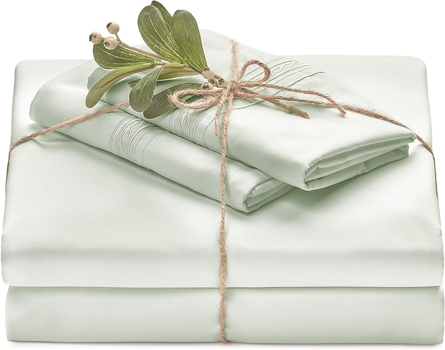 Sage Pearl Embroidered Microfiber Queen Sheet Set