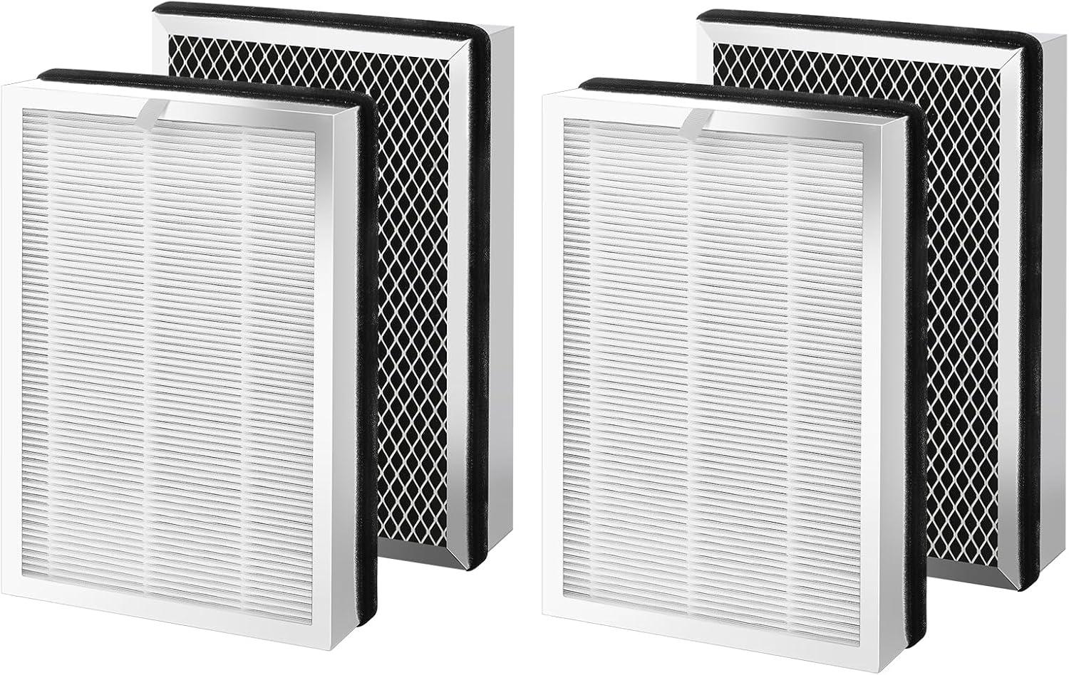 High-Efficiency H13 HEPA and Activated Carbon Air Purifier Filters, Pack of 4