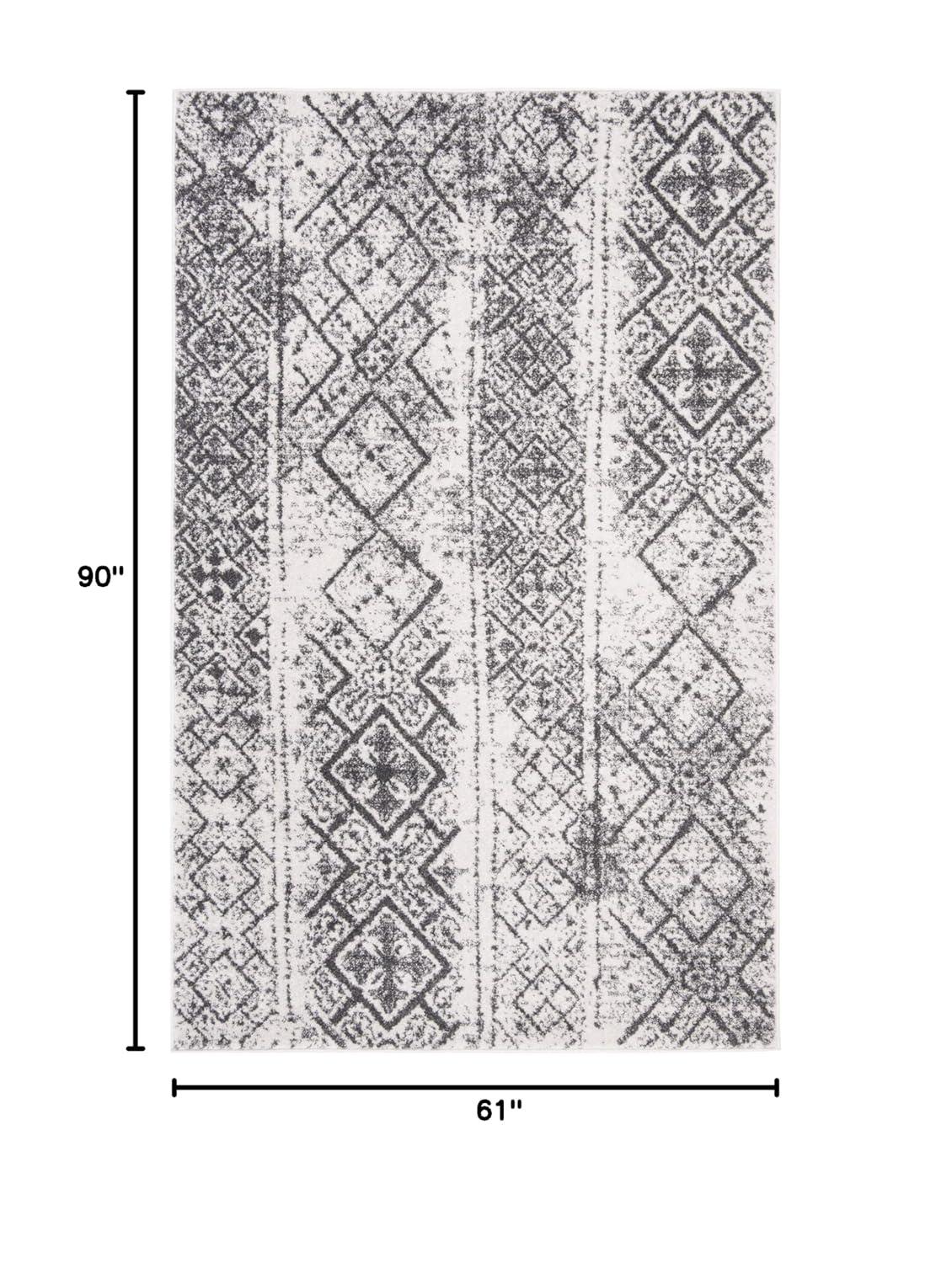 Adirondack ADR111 Machine Made Indoor Area Rug - Silver/Black - 5'-1"x7'-6" - Safavieh