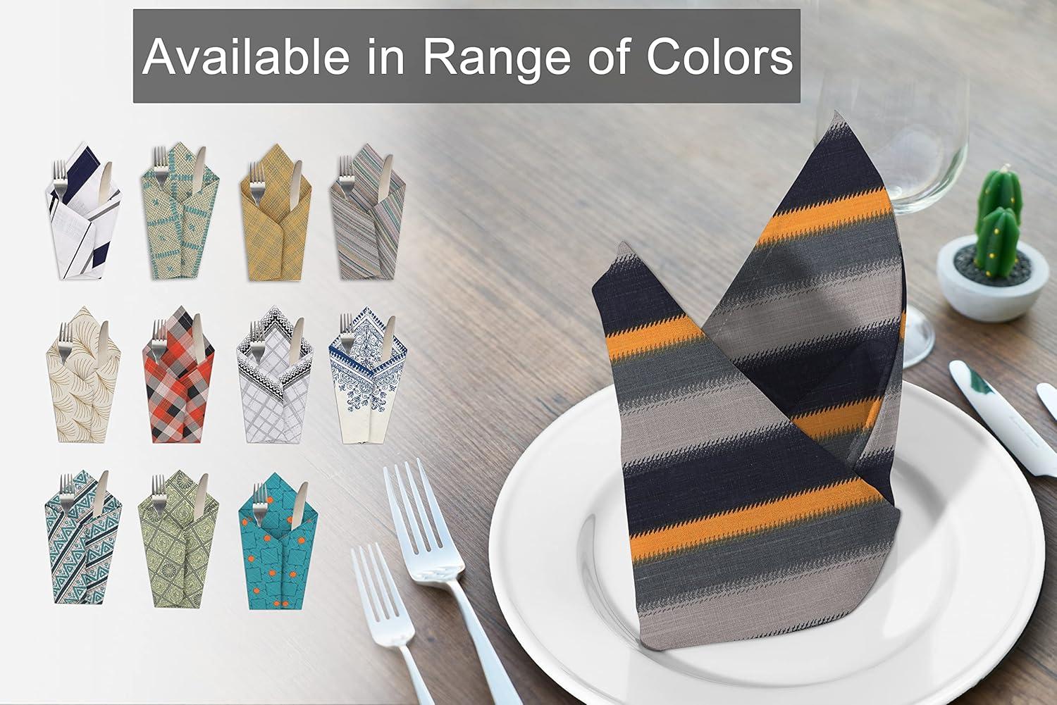 Ruvanti Cloth Napkins Set of 6 Cotton 100%, 18x18 inches Napkins Cloth Washable, Soft, Absorbent. Cotton Napkins for Parties, Christmas, Thanksgiving, Weddings, Dinner Napkins Cloth - Stripes