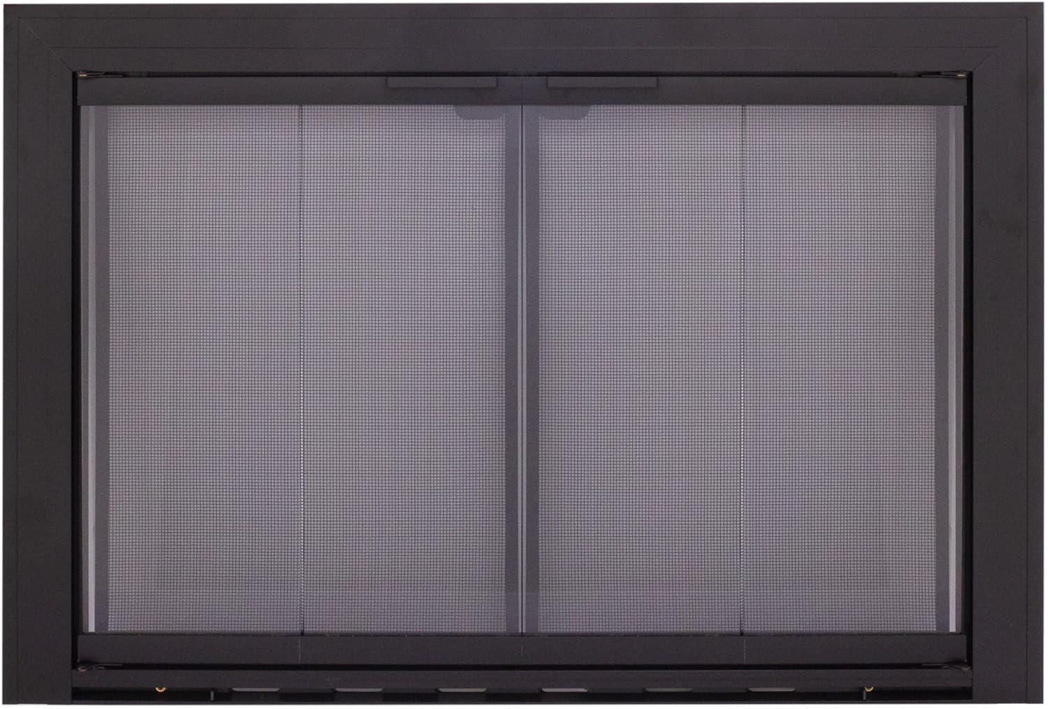 Linear Aluminum Black Bifold Fireplace Glass Door