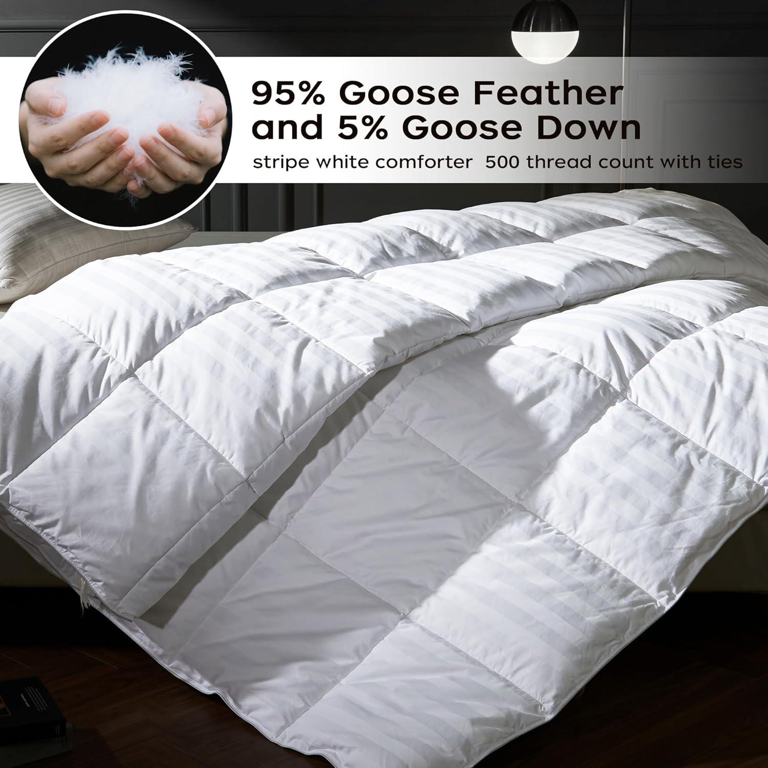 Peace Nest 600 Fill Power Goose Down and Feather All Season Comforter Duvet Insert