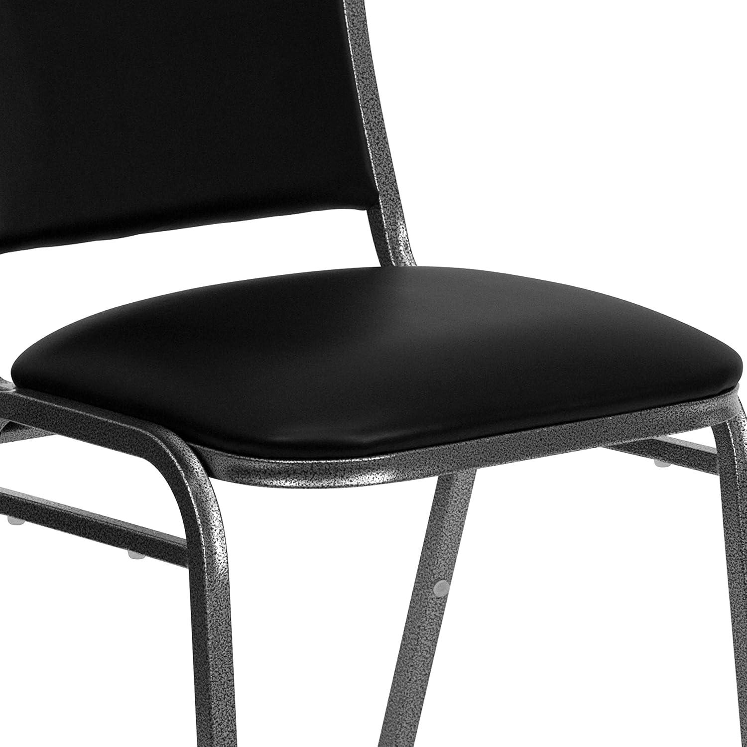 Flash Furniture HERCULES Series Stacking Banquet Chair in Black Vinyl - Silver Vein Frame