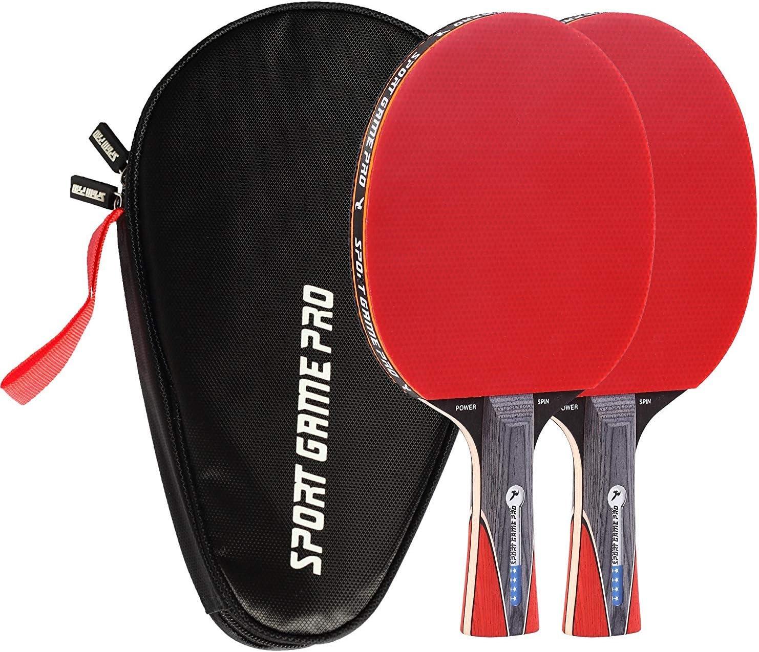 Youth Wood Frame Ping Pong Paddle Set with Case