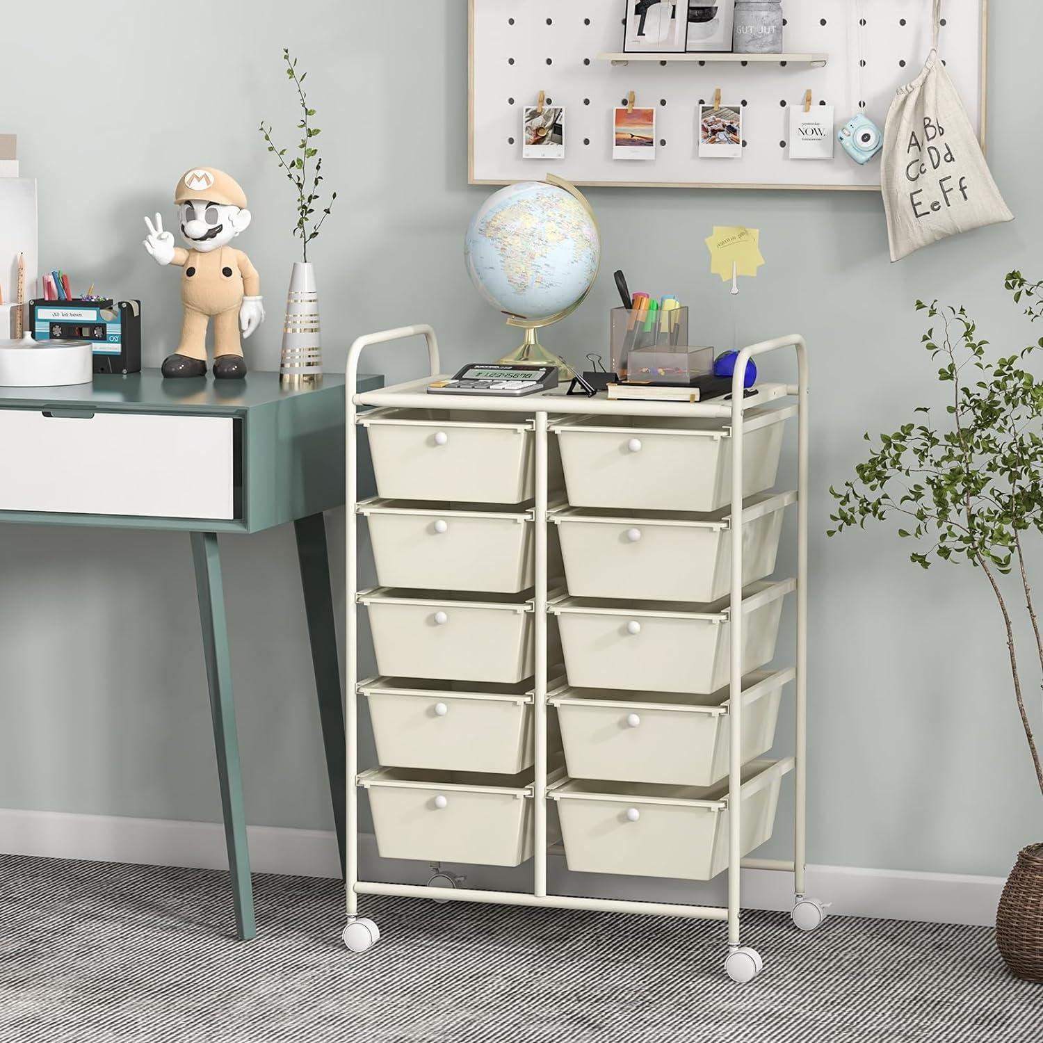 10-Drawer Rolling Storage Cart