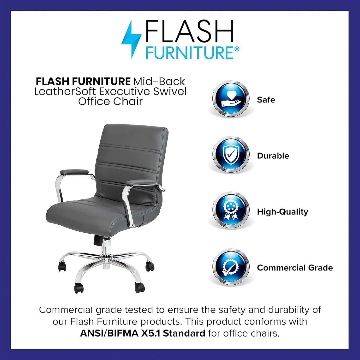 Flash Furniture Mid-Back Executive Swivel Office Chair with Metal Frame and Arms