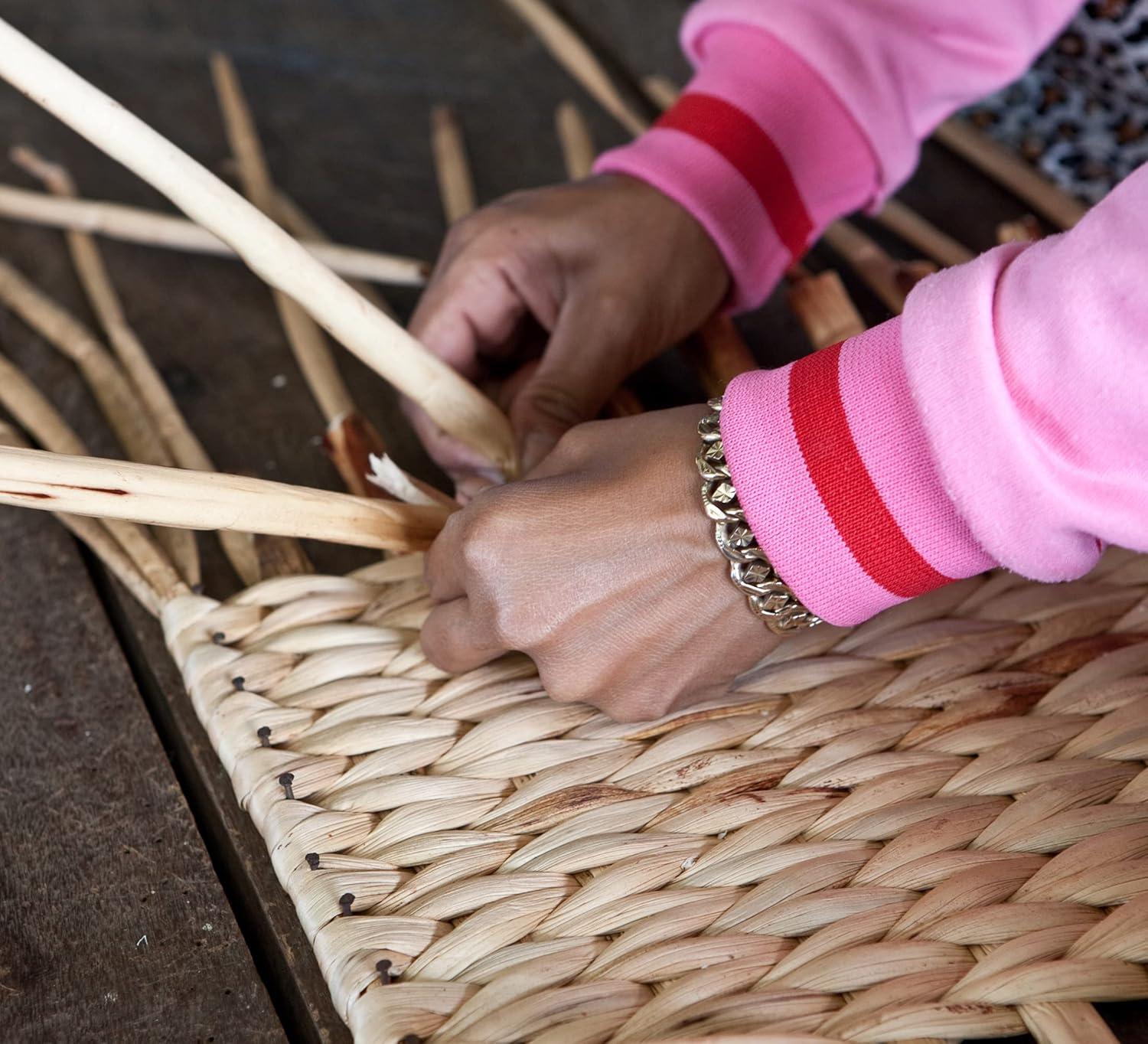 eHemco Hampton Meadows 3 Tier X-Side End Storage Cabinet with 3 Wicker Baskets, White