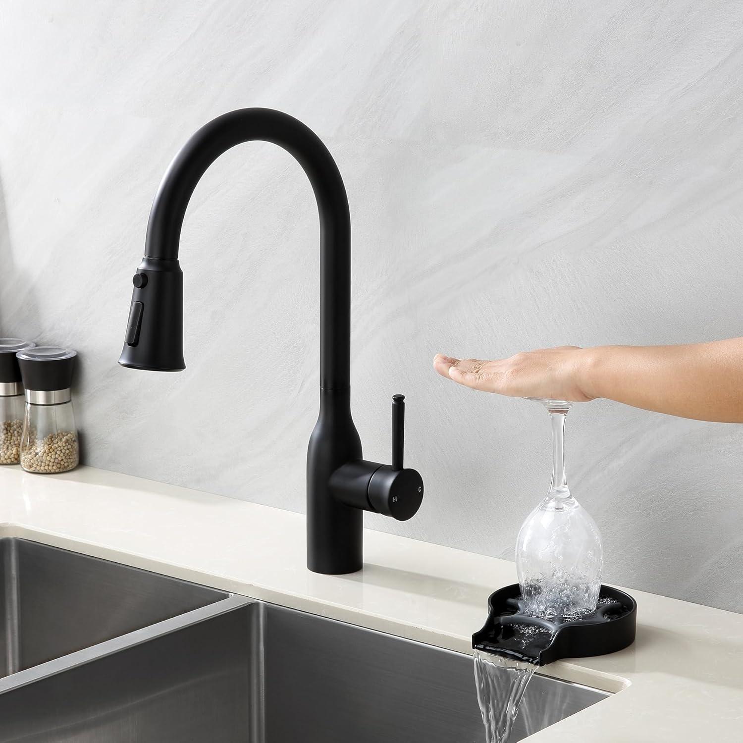 Matte Black Zinc Alloy Kitchen Sink Glass Rinser