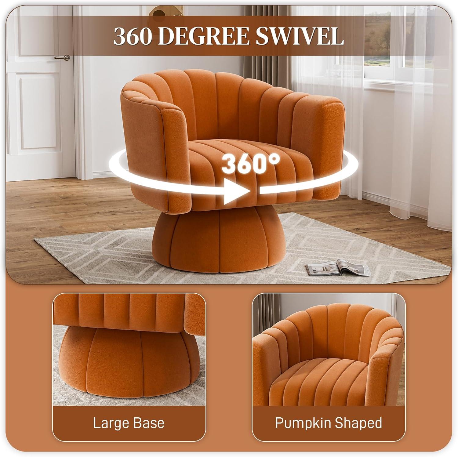 Murrow Velvet Swivel Barrel Chair