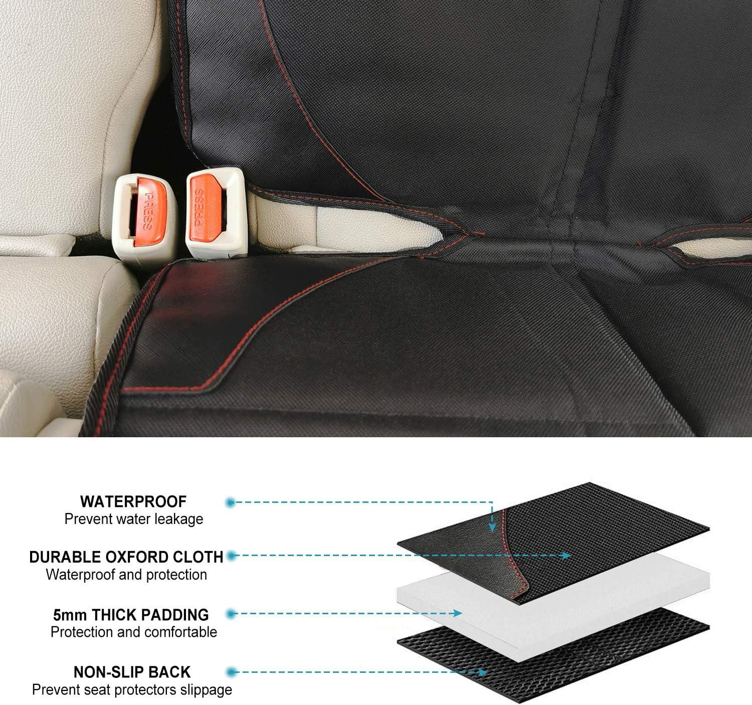 MORROLS Car Seat Protector, 1 Pack Seat Protector Carseat with Thickest Padding, Baby/Pets Car Seat Protector for Child Car Seat-Mesh Pockets-Waterproof-Universal Size(Black)