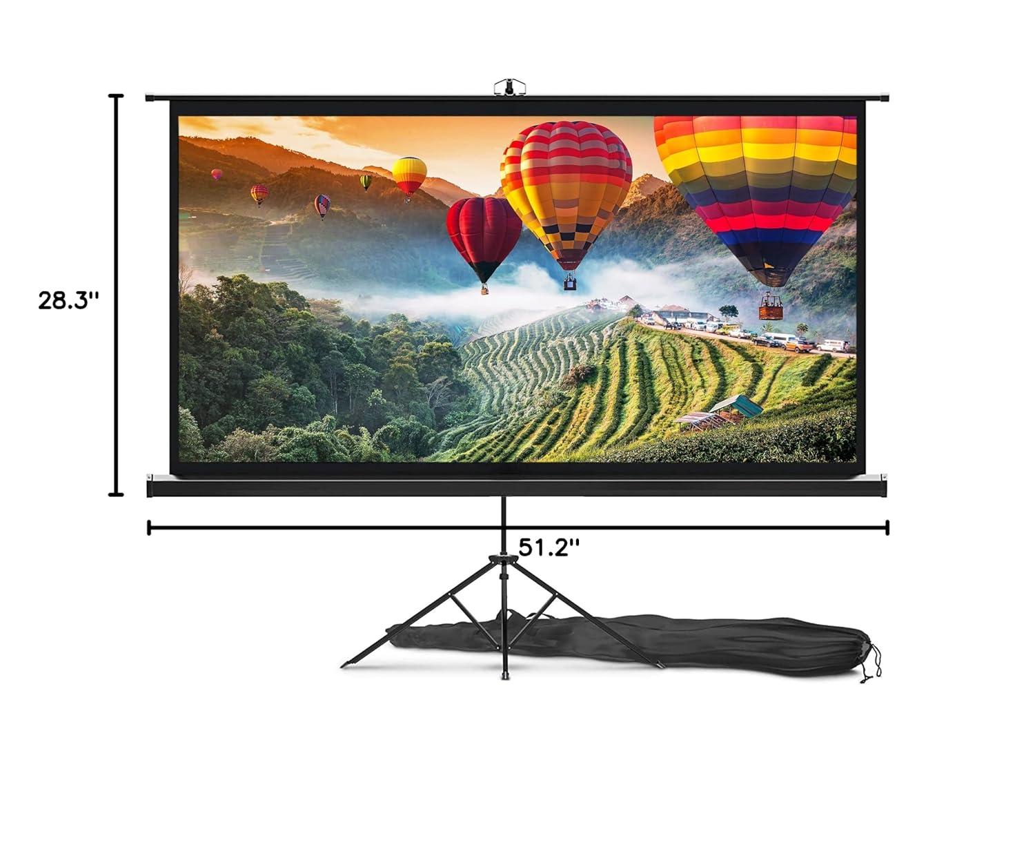 120" Portable Tripod Projector Screen for Presentations with Easy Setup, Indoor/Outdoor Use, Compatible with All Projectors