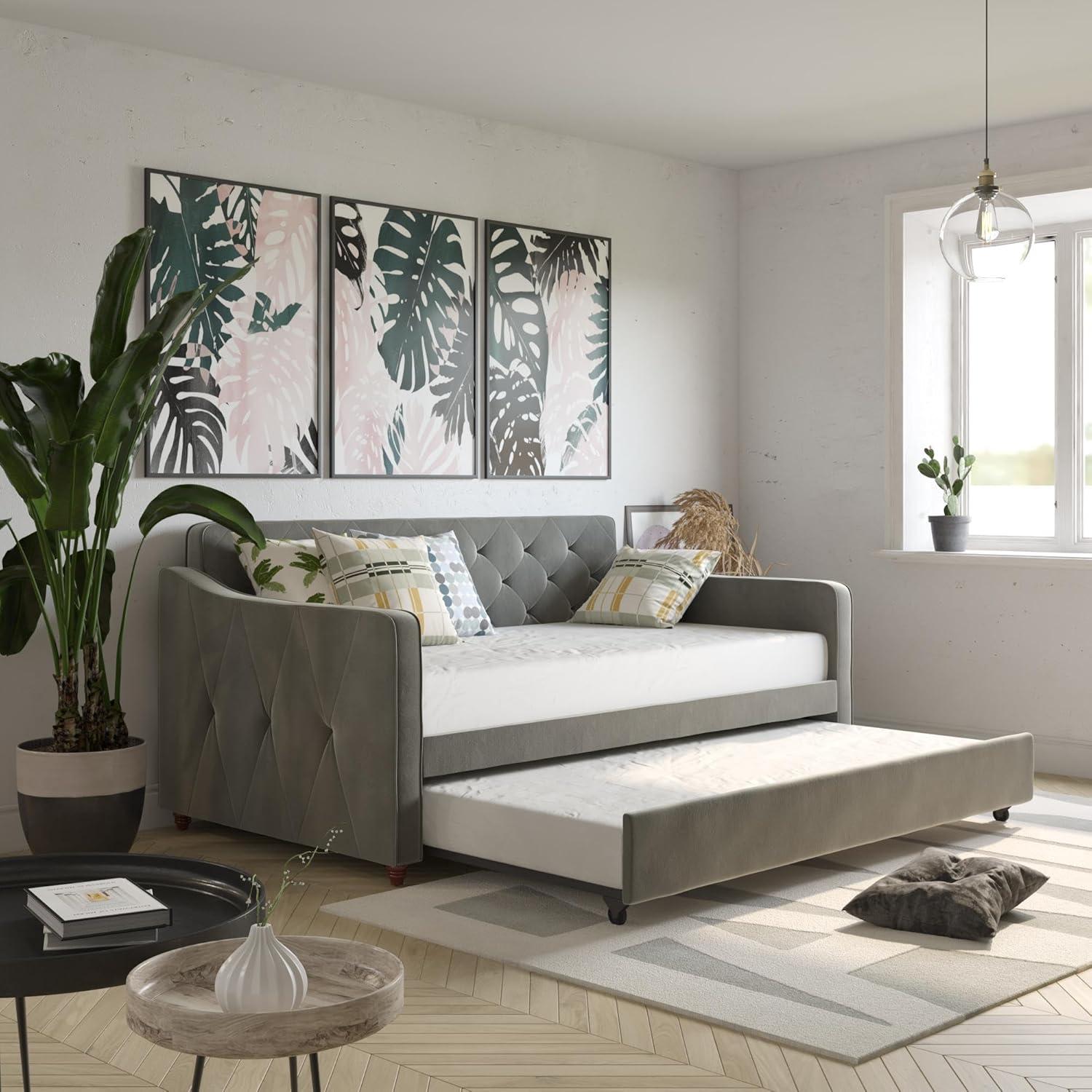 Vintage Upholstered Daybed with Trundle
