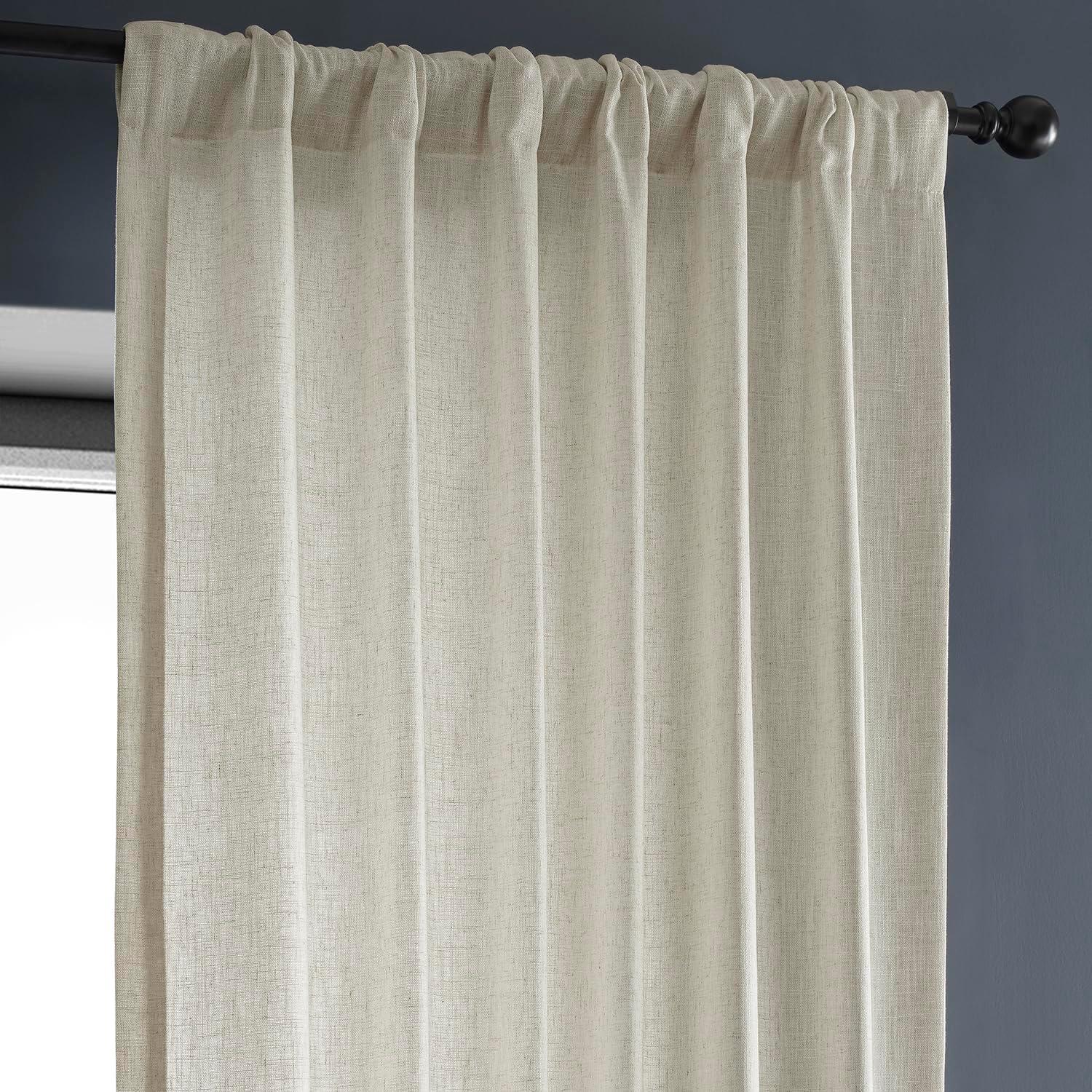 Malted Cream Heavy Faux Linen Curtain (1 Panel), Malted Cream, 50W X 108L