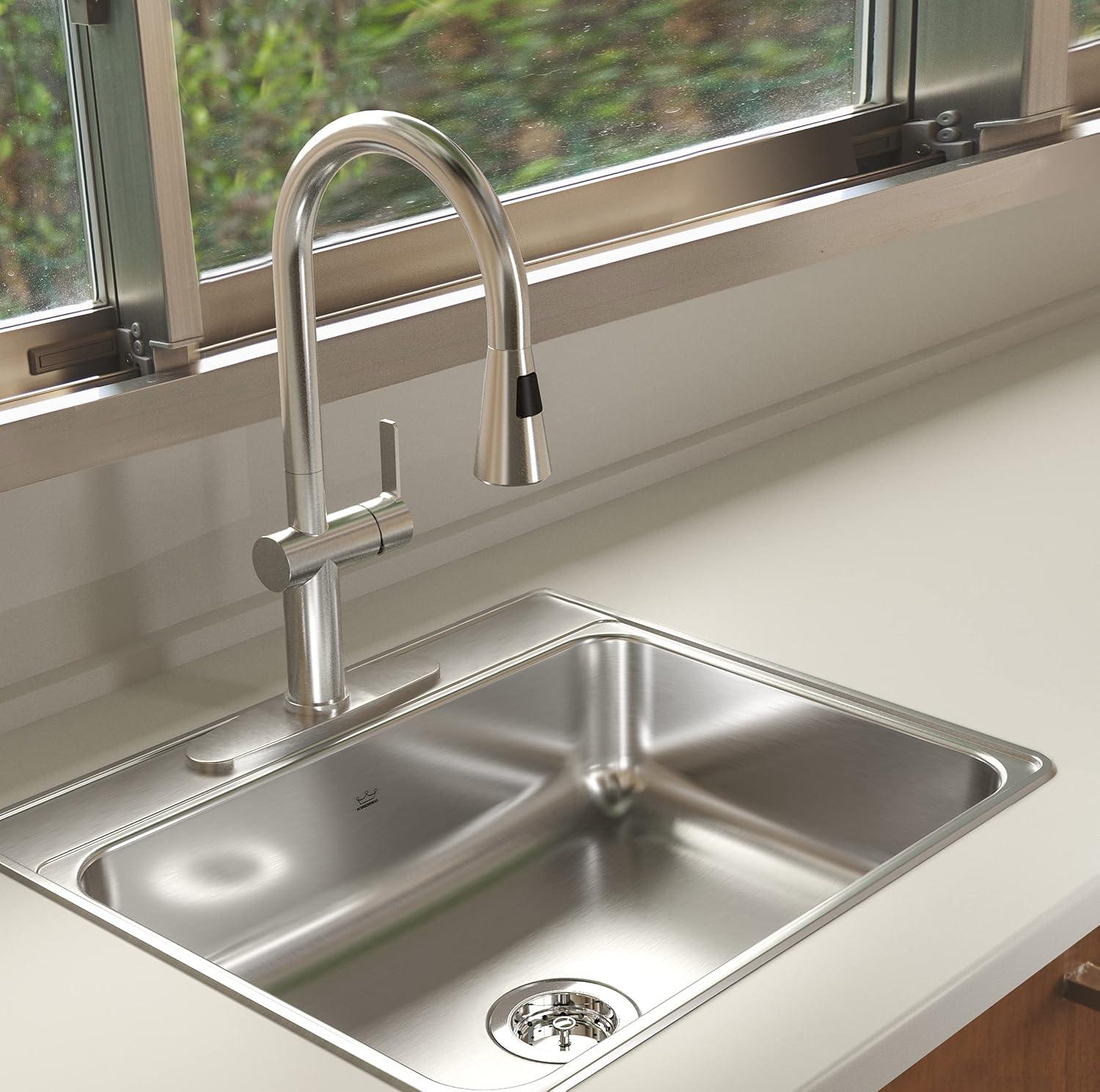 Creemore 25'' Satin Stainless Steel Drop-In Single Bowl Kitchen Sink