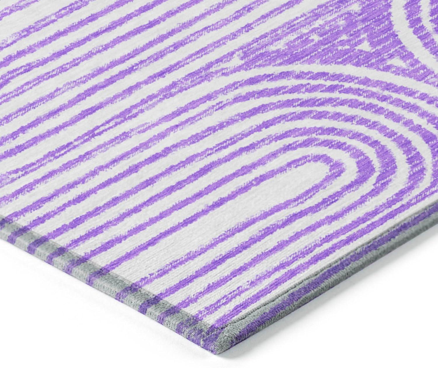 Purple Abstract Synthetic Reversible 3' x 5' Area Rug