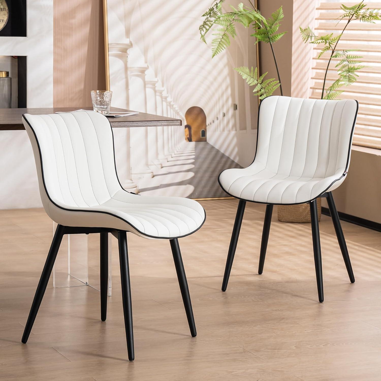 Heitger Leather Upholstered Side Chairs Modern Dining Chairs, Wingback Dining Room Chair