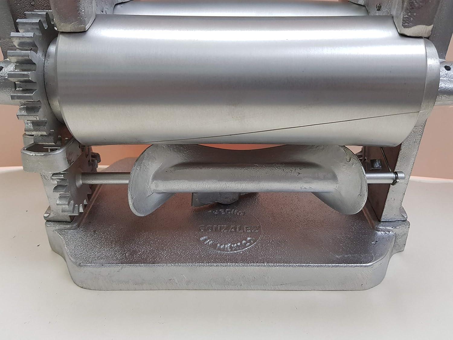 Gonzalez Aluminum Manual Corn Tortilla Maker with Adjustable Rollers