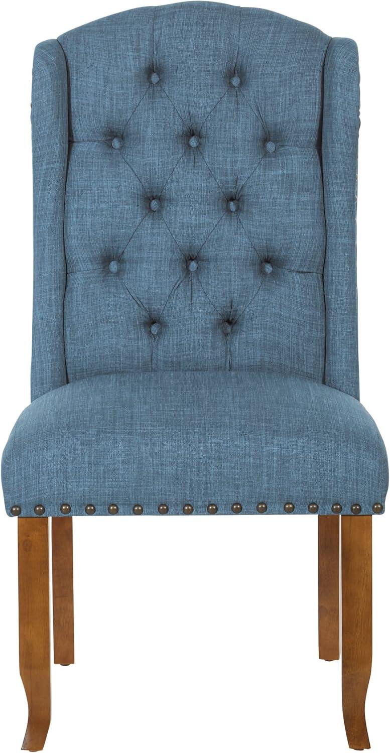 Jessica Tufted Wingback Dining Chair Navy - OSP Home Furnishings: Polyester Upholstery, Nailhead Trim, Solid Wood Legs