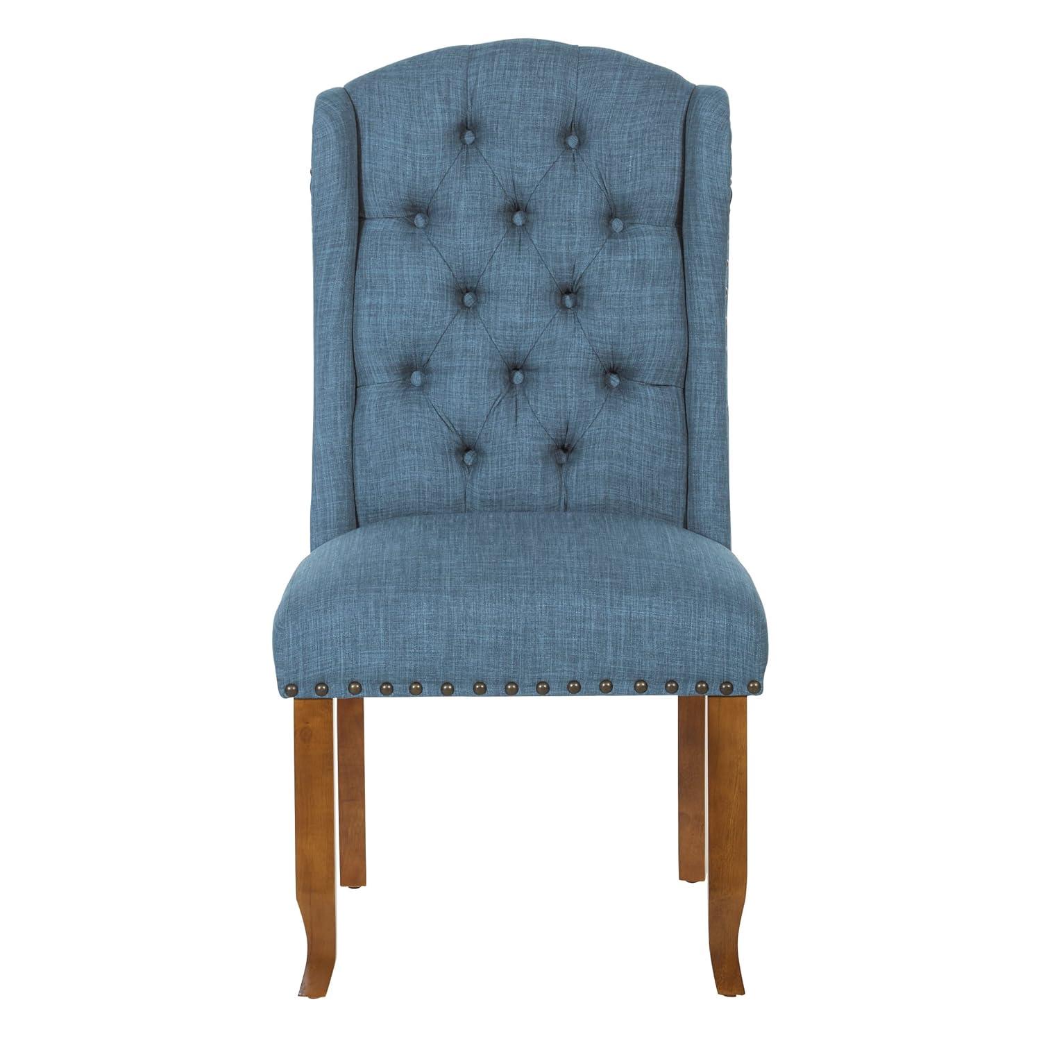 Jessica Tufted Wingback Dining Chair Navy - OSP Home Furnishings: Polyester Upholstery, Nailhead Trim, Solid Wood Legs