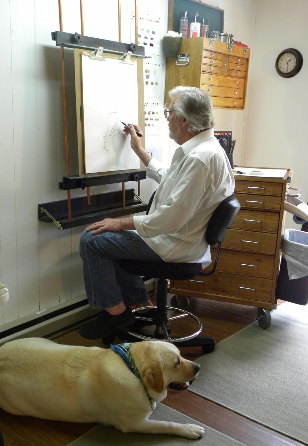 Rue WAll Display & Painting Easel Medium - 32in Wide-Canvases up to 40in High - Mahogany