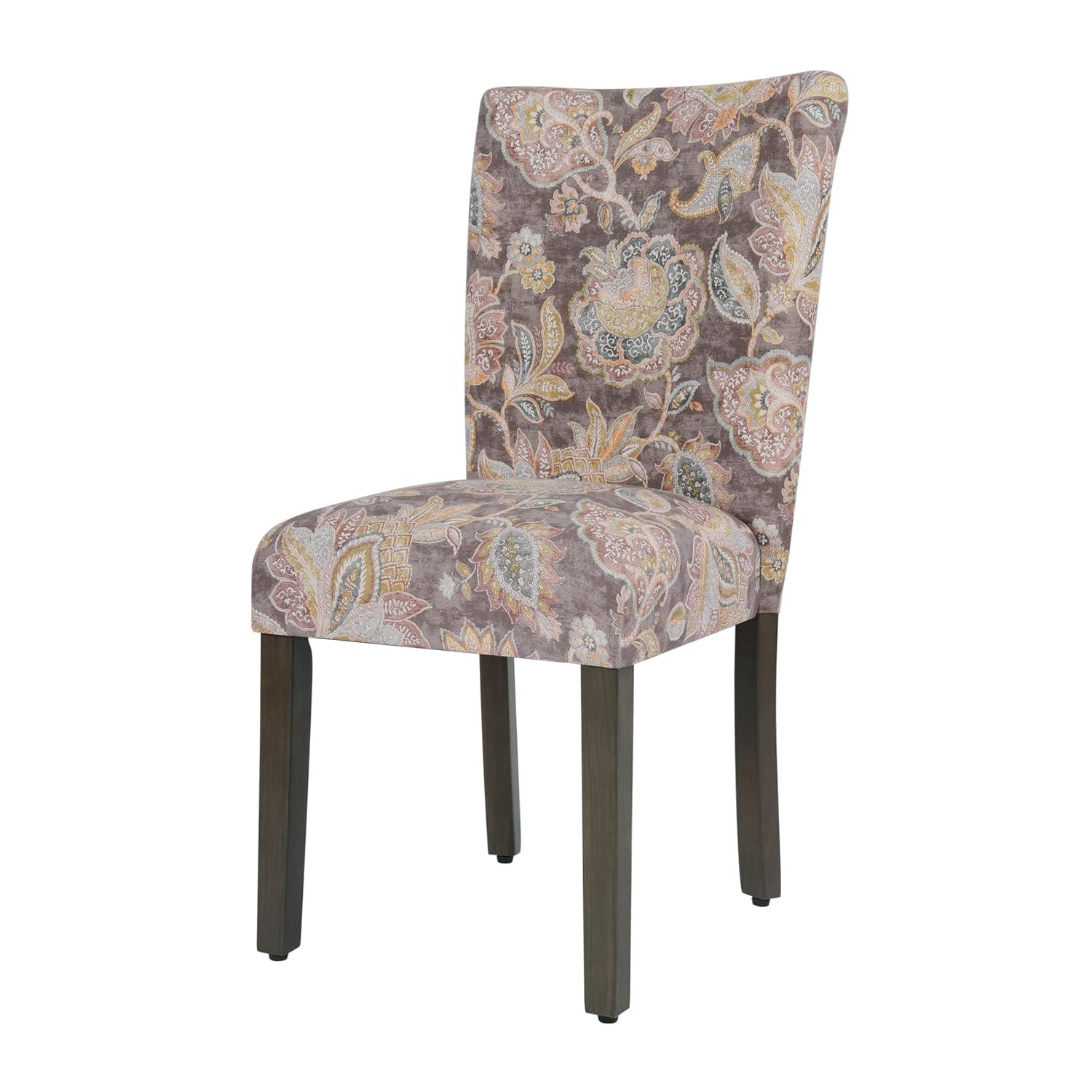 HomePop Parsons Classic Upholstered Accent Dining Chair, Set of 2, Multicolor Gray Floral