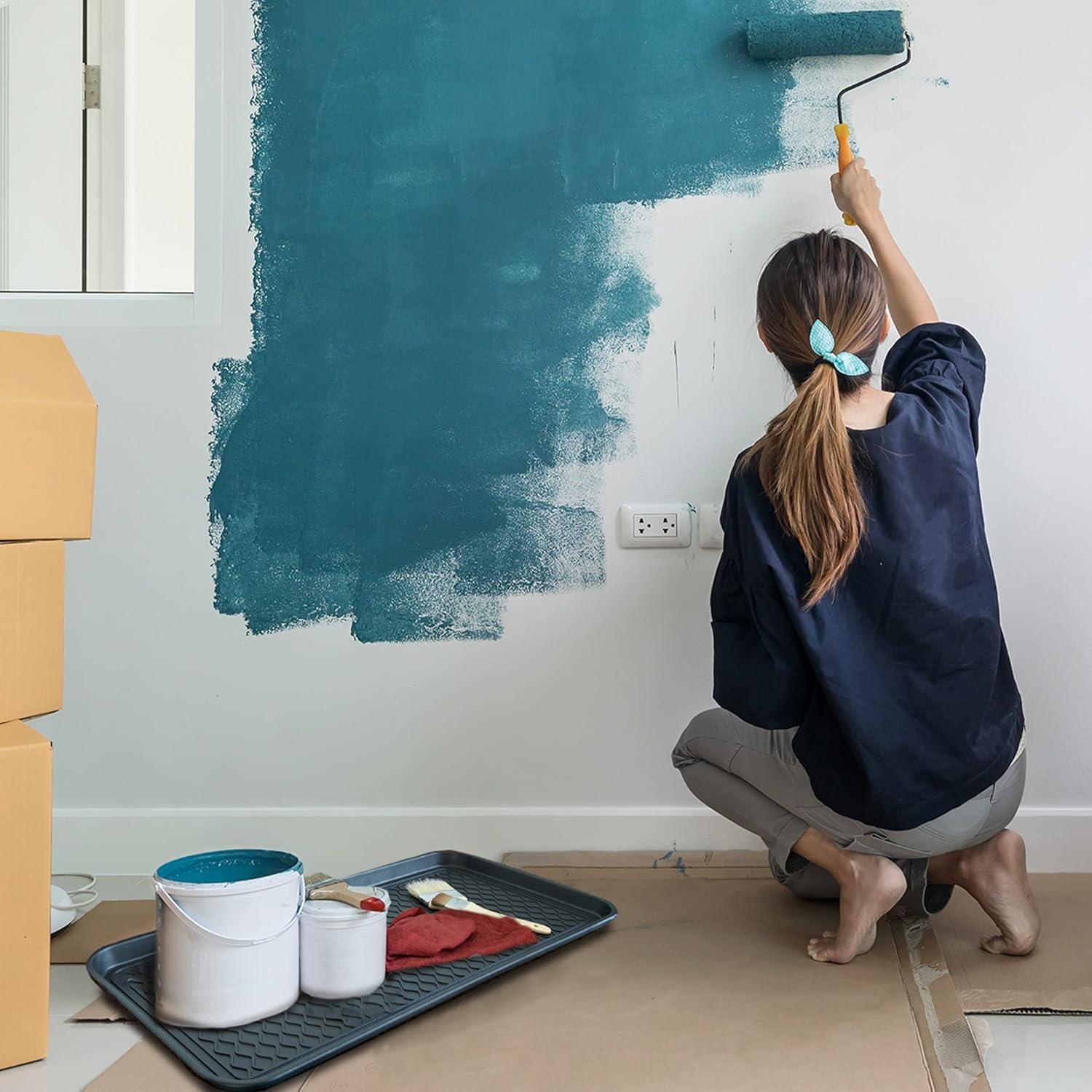 Large All-Weather Indoor/Outdoor Boot Tray - Weather-Resistant Plastic Shoe Mat with Raised Edge for Entryways, Decks, and Patios by Stalwart (Black)