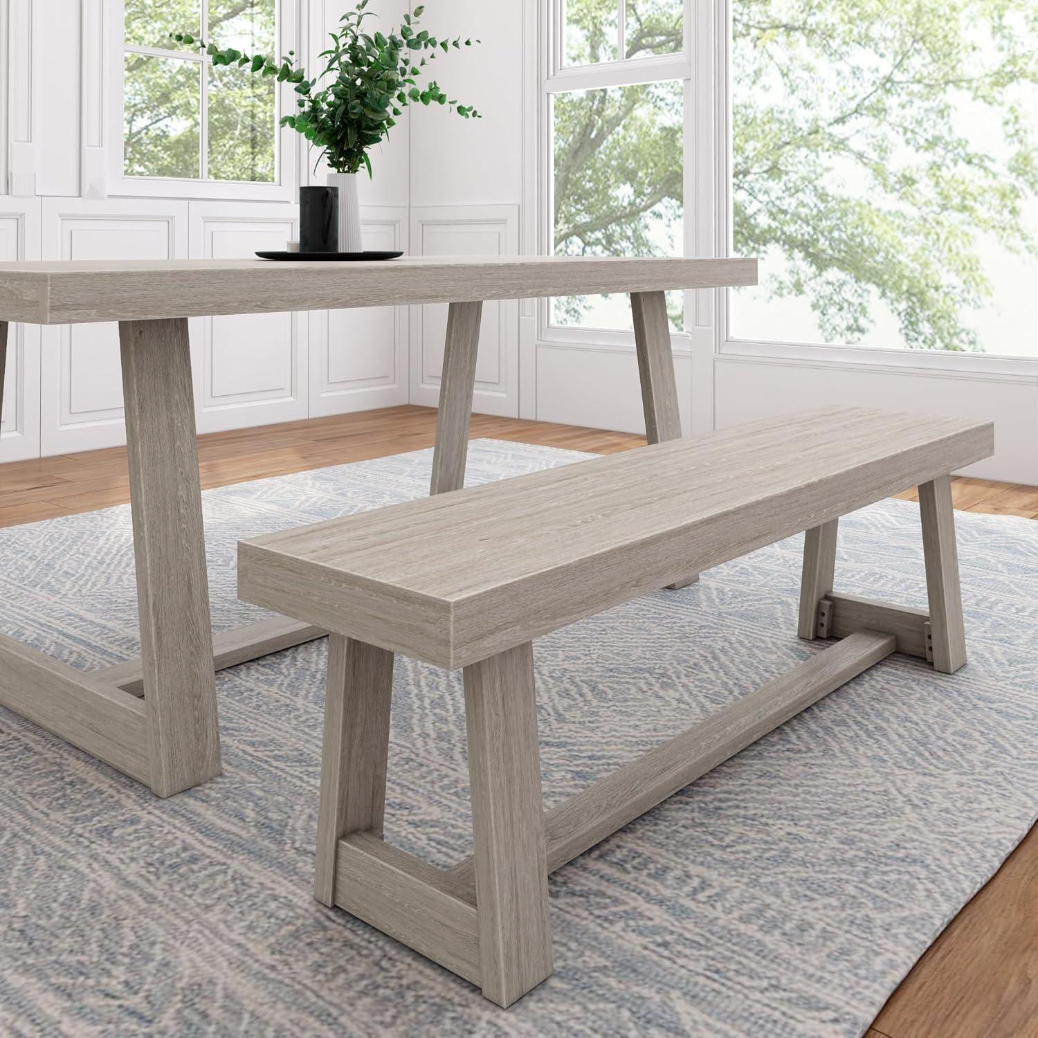 Plank+Beam  60" Classic Solid Wood Dining Bench, Bench for Dining Table