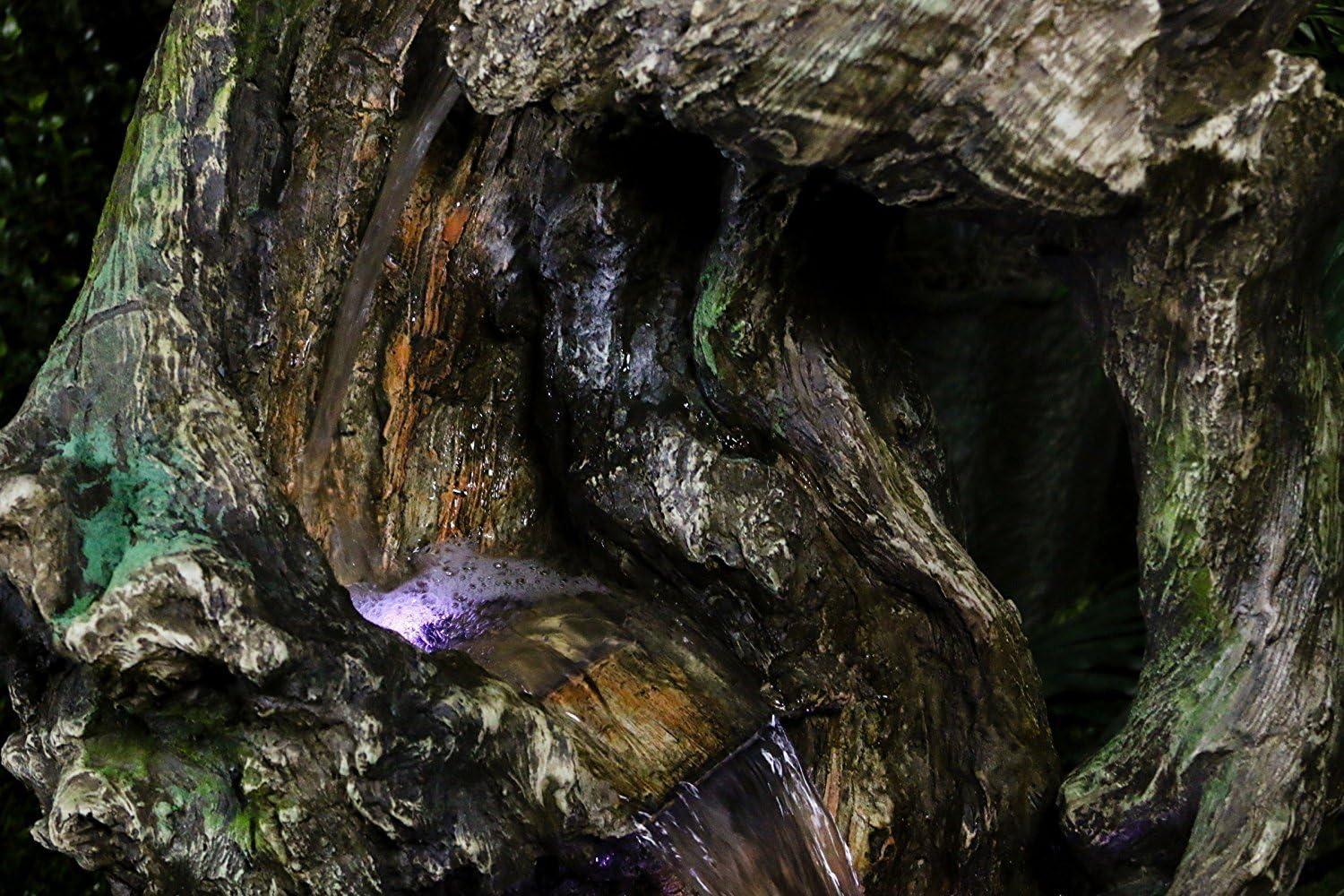 Rustic 39" Brown Tree Trunk Water Fountain with LED Lights