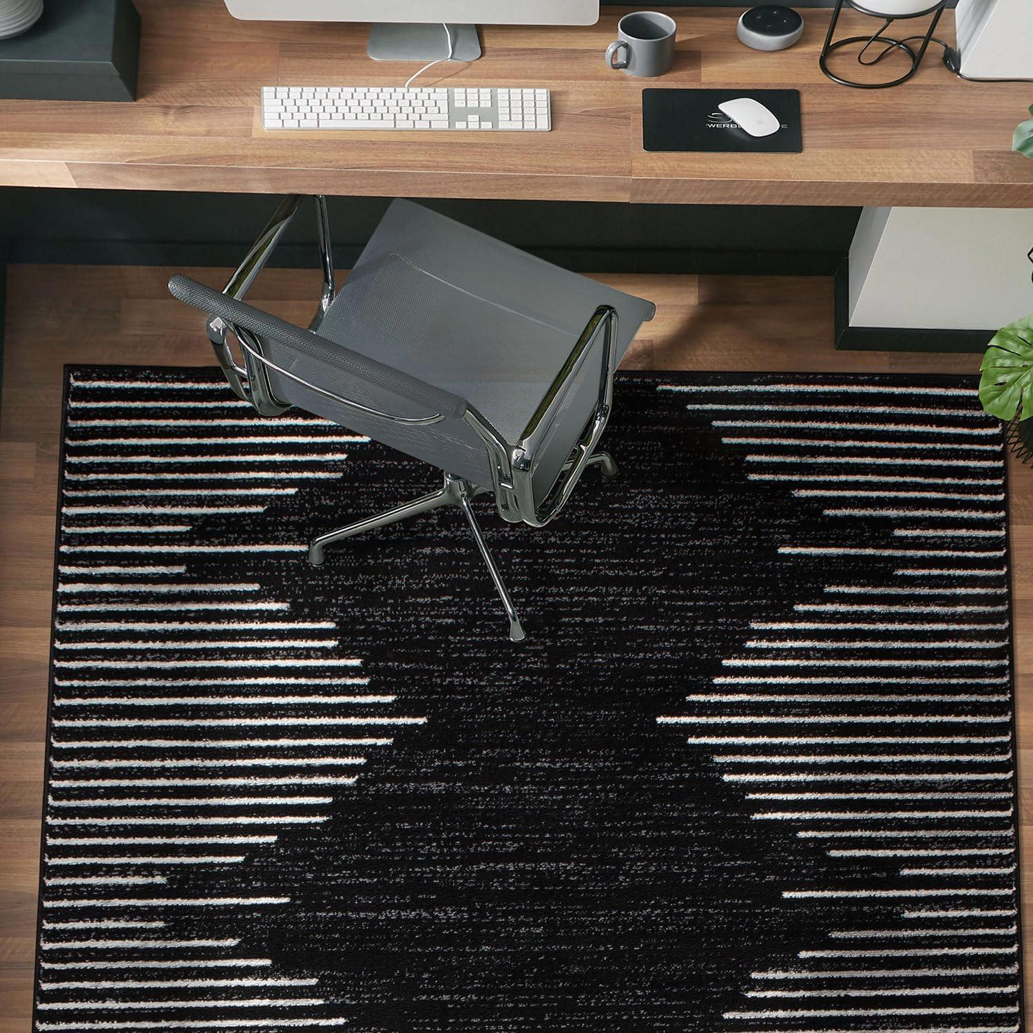 World Rug Gallery Area Rug Bohemian Stripe Jute Rug Carpets for Living Room Rugs for Sale - BLACK 3'X5'