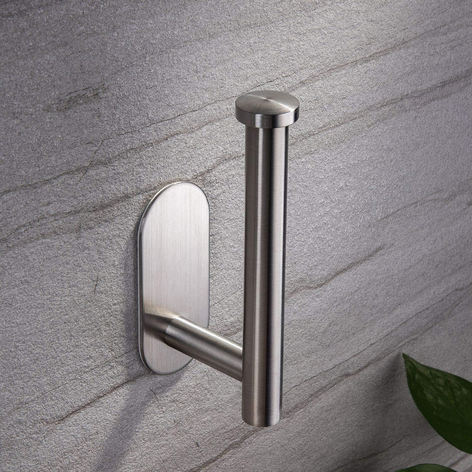 yigii toilet paper holder self adhesive - adhesive toilet roll holder no drilling for bathroom stainless steel brushed