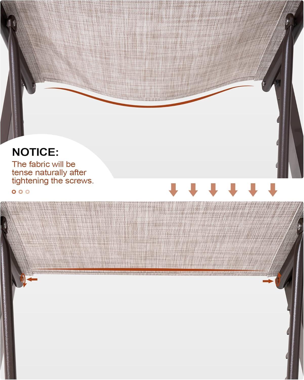 3pc Outdoor Five Position Adjustable Curved Aluminum Lounge Set Brown - Crestlive Products: Weather-Resistant Patio Furniture Set with Side Table